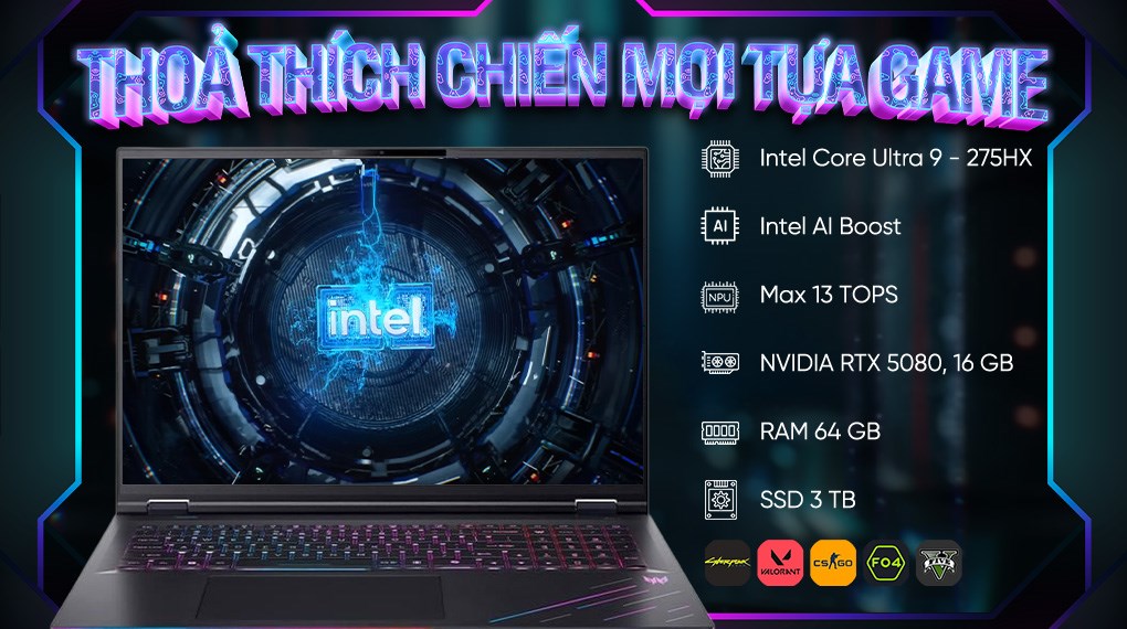 Laptop Acer Gaming Predator Helios 18 AI PH18 73 93P0 - NH.QVYSV.001 (Ultra 9 275HX, 64GB, 3TB, RTX 5080 12GB, 2.5K 250Hz, Win11 Pro)