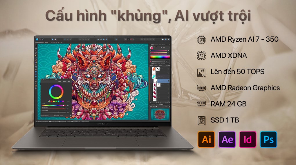 Laptop Asus Zenbook S16 UM5606KA - RK113WS (R7 AI 350, 24GB, 1TB, 2.8K OLED 120Hz, OfficeH24+365, Win11)