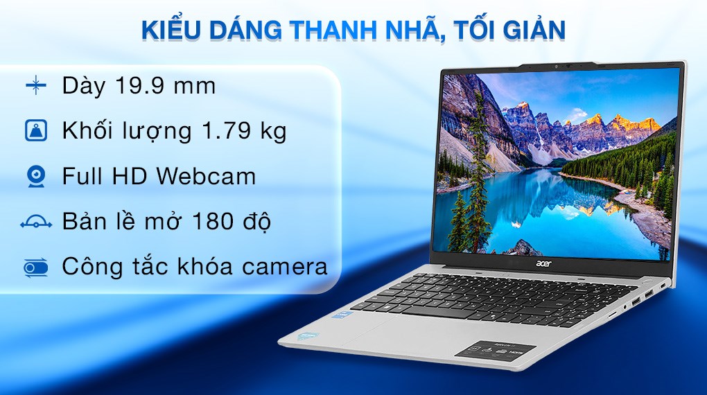 Laptop Acer Aspire Lite 15 AL15 71P 517D - NX.J7KSV.001 (i5 12450H, 16GB, 512GB, Full HD, Win11)