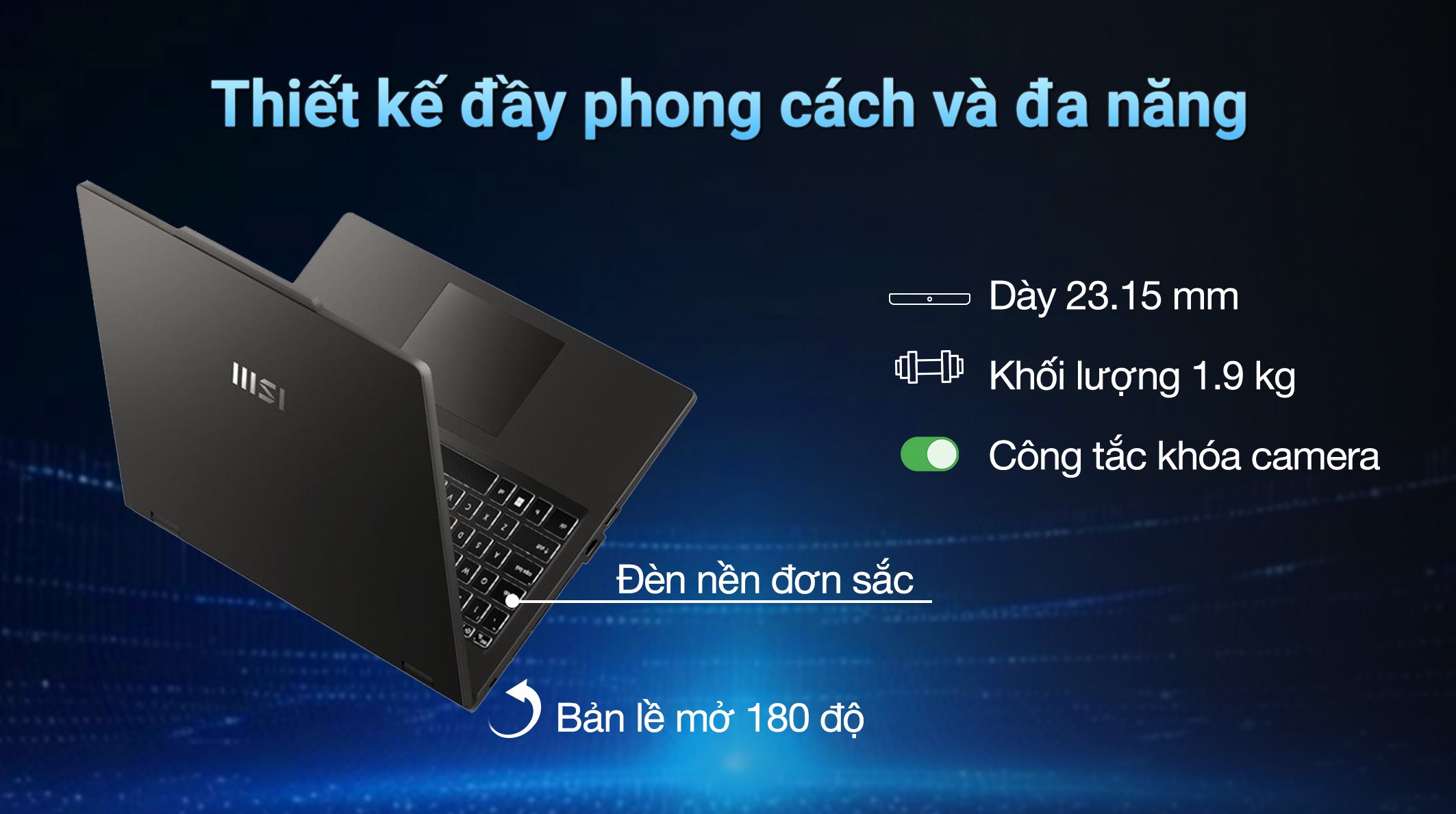 Laptop MSI VenturePro 16 AI A1VEG - 003VN (Ultra 7 155H, 16GB, 512GB, RTX 4050 6GB, 2K OLED 120Hz, Win11)