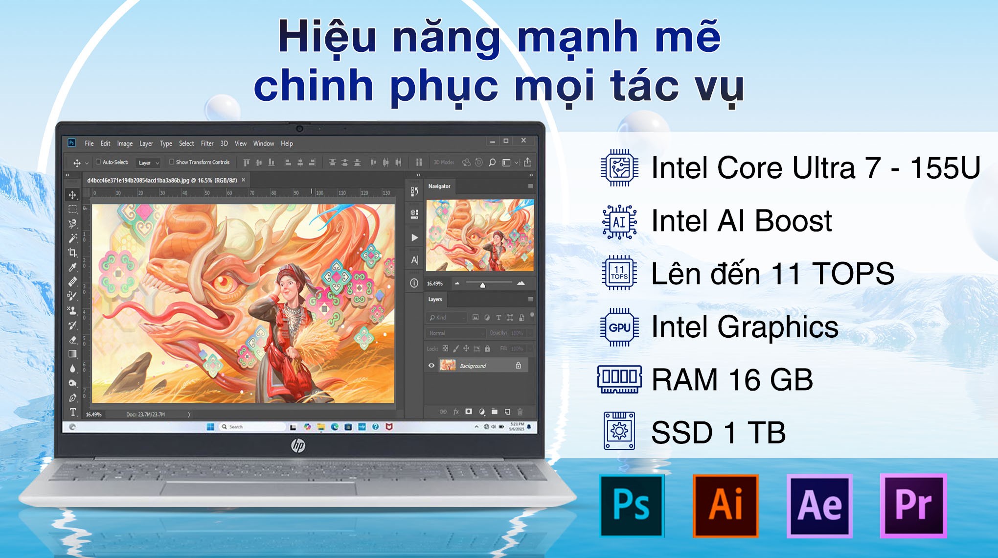 Laptop HP Pavilion 16 af0052TU - AY8C1PA (Ultra 7 155U, 16GB, 1TB, WUXGA, OfficeHS+365, Win11)