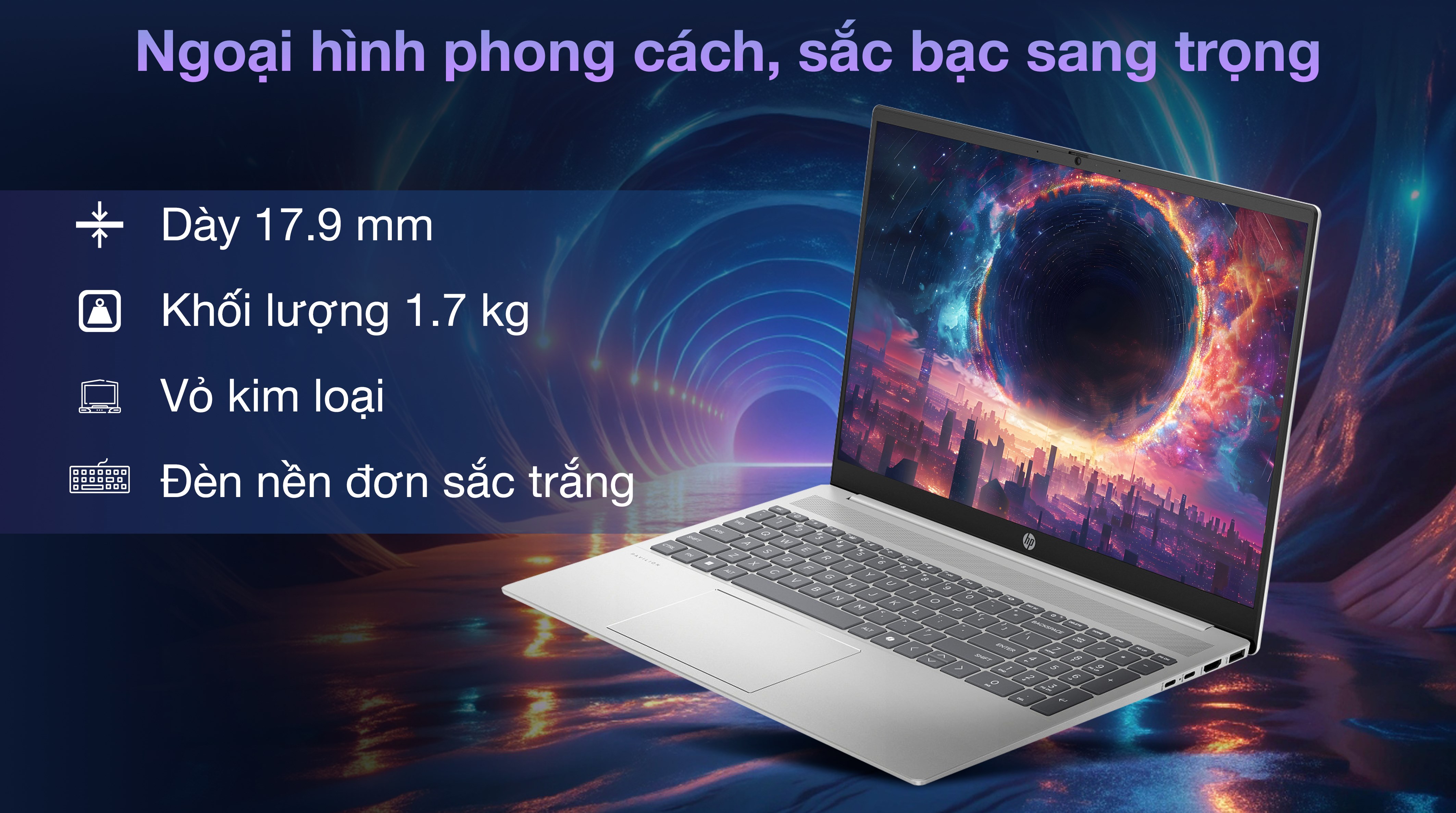 Laptop HP Pavilion 16 af0053TU - AY8C2PA (Ultra 7 155U, 16GB, 512GB, WUXGA, OfficeHS+365, Win11)