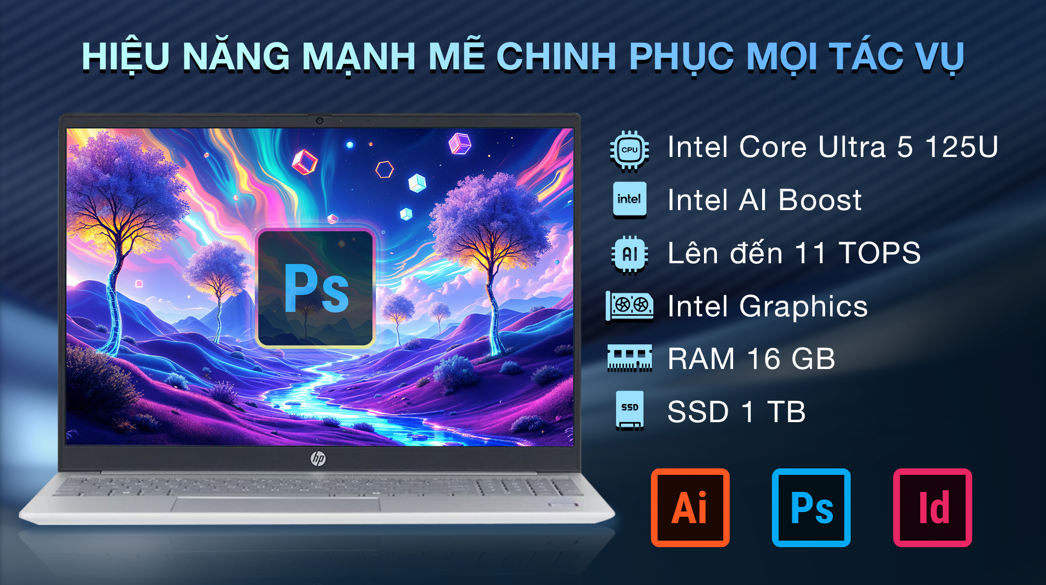 Laptop HP Pavilion 16 af0054TU - AY8C3PA (Ultra 5 125U, 16GB, 1TB, WUXGA, OfficeHS+365, Win11)