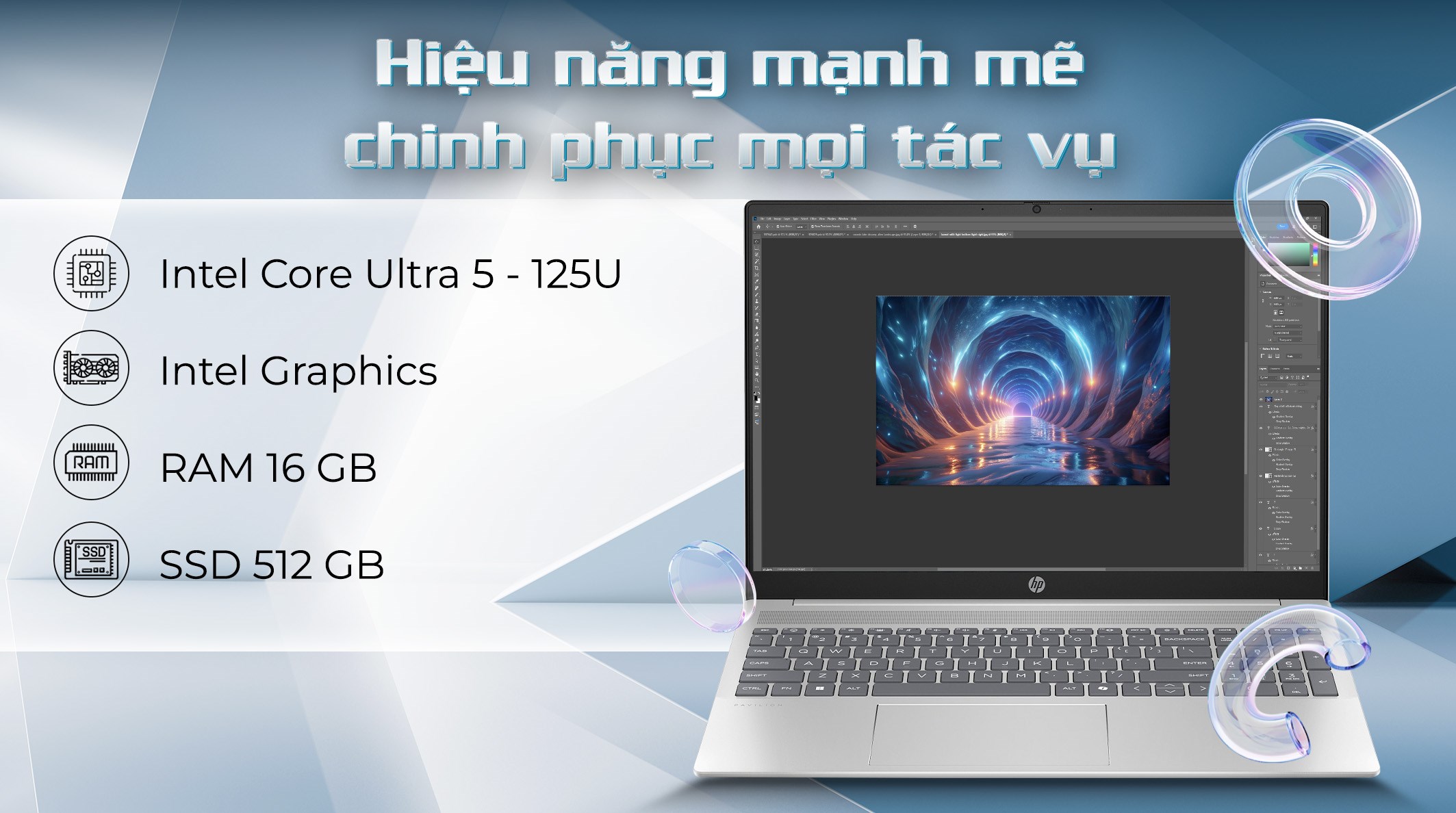 Laptop HP Pavilion 16 af0055TU - AY8C4PA (Ultra 5 125U, 16GB, 512GB, WUXGA, OfficeHS+365, Win11)