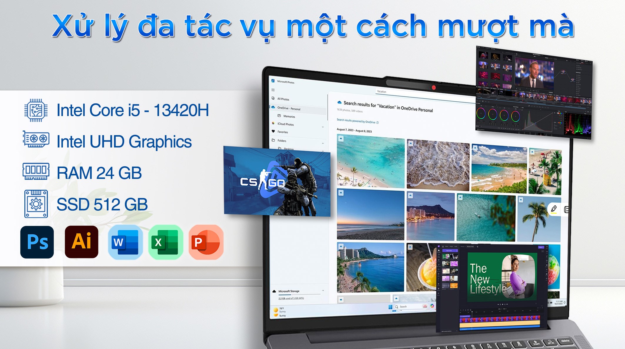 Laptop Lenovo Ideapad Slim 3 14IRH10 - 83K0000CVN (i5 13420H, 24GB, 512GB, WUXGA OLED, Win11)