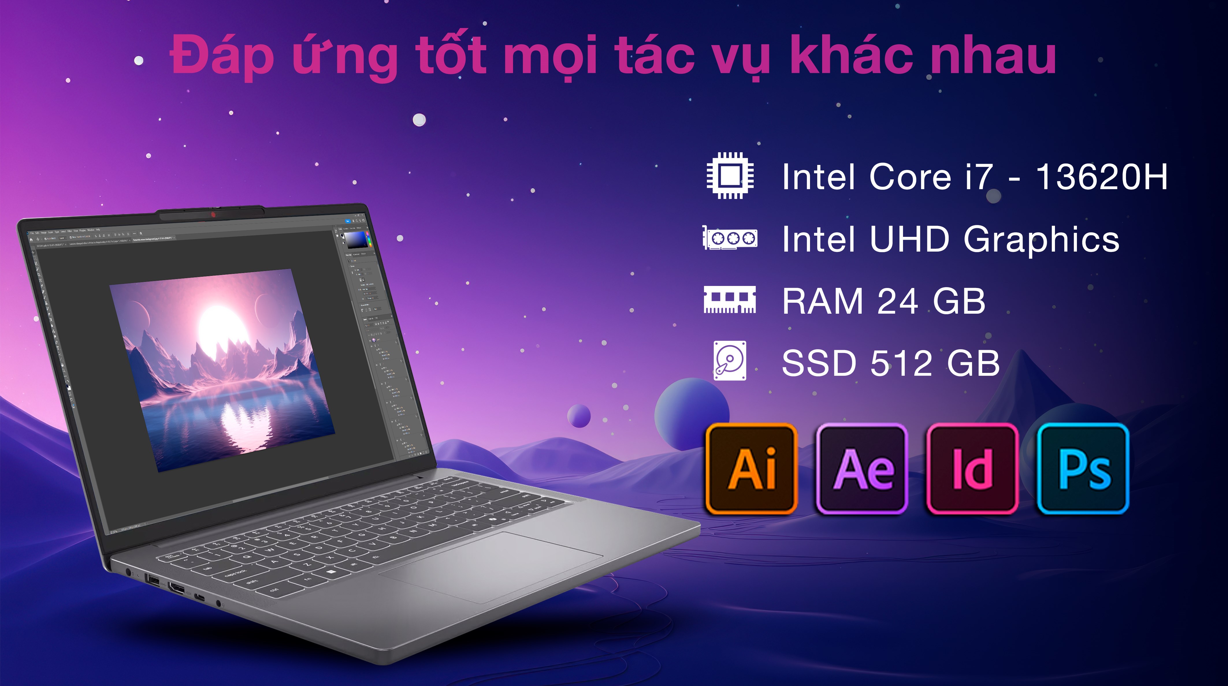 Laptop Lenovo IdeaPad Slim 3 14IRH10 - 83K00009VN (i7 13620H, 24GB, 512GB, WUXGA, Win11)