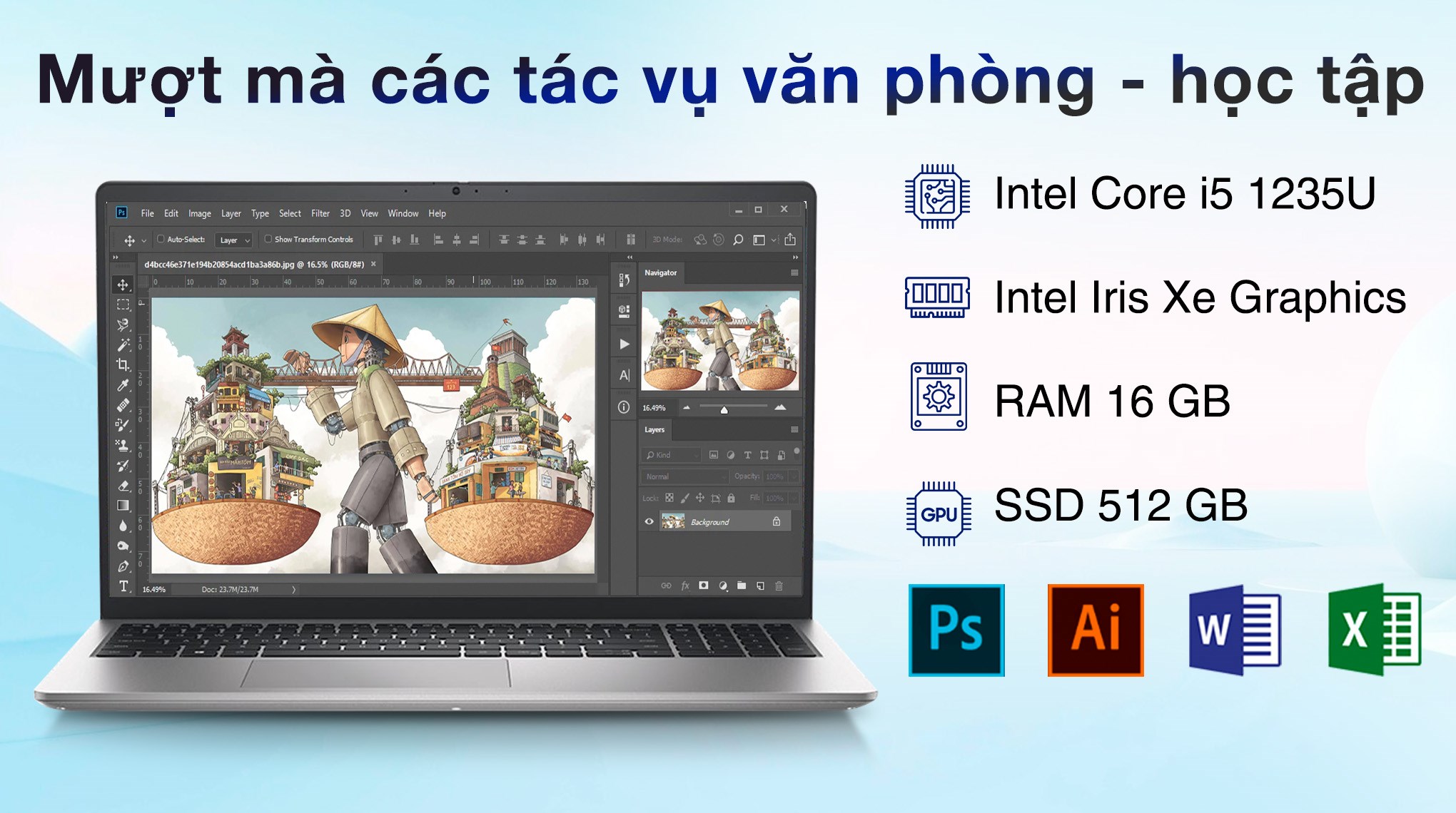 Laptop Dell Inspiron 15 3520 - 71064798 (i5 1235U, 16GB, 512GB, Full HD 120Hz, OfficeH24+365, KYHD, Win11)