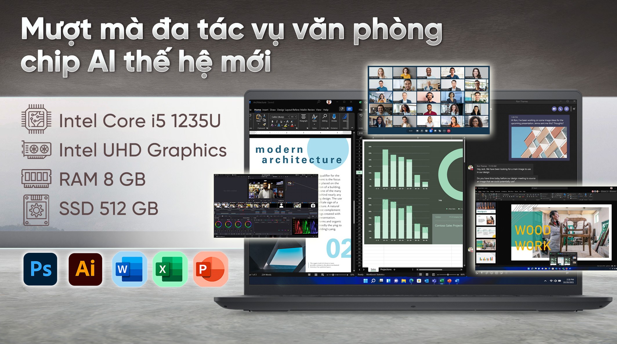 Laptop Dell Inspiron 15 3520 - N3520-i5U085W11BLU-FP (i5 1235U, 8GB, 512GB, Full HD 120Hz, OfficeH24+365, Win11)