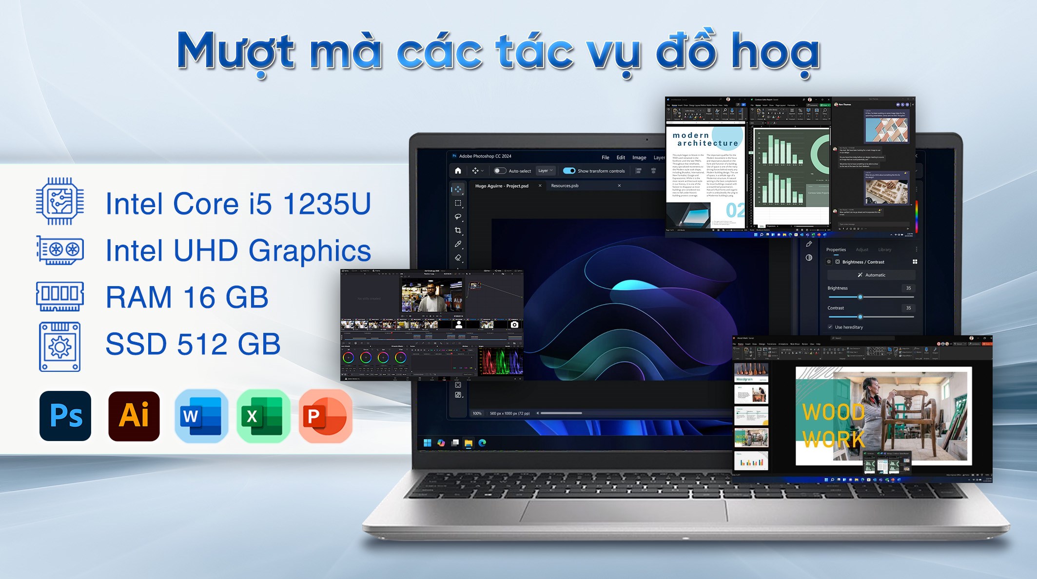 Laptop Dell Inspiron 15 3520 - N3520-i5U165W11SLU-BL (i5 1235U, 16GB, 512GB, Full HD 120Hz, OfficeH24+365, Win11)