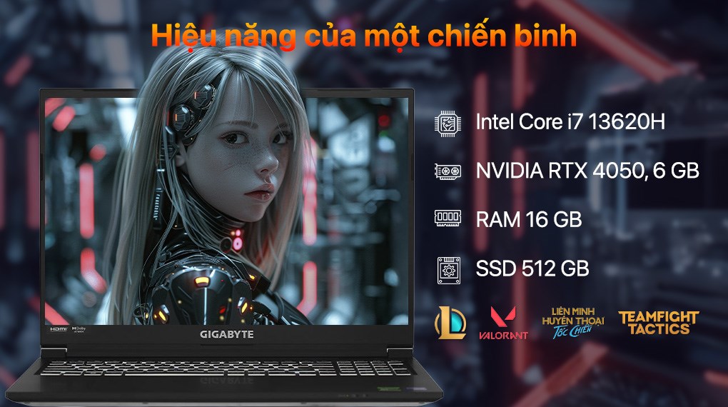 Laptop GIGABYTE Gaming G6 MF RC56 - 9RC56MF0HJIIXIVN000 (i7 13620H, 16GB, 512GB, RTX 4050 6GB, WUXGA 165Hz, Win11)