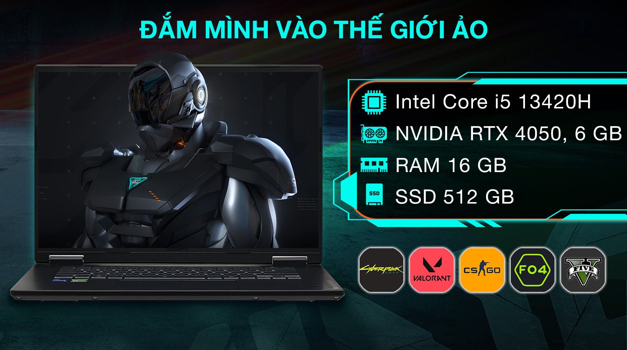 Laptop GIGABYTE Gaming A16 GA6H - GAMING-A16-CMHH2VN893SH (i5 13420H, 16GB, 512GB, RTX 4050 6GB, WUXGA 165Hz, Win11)