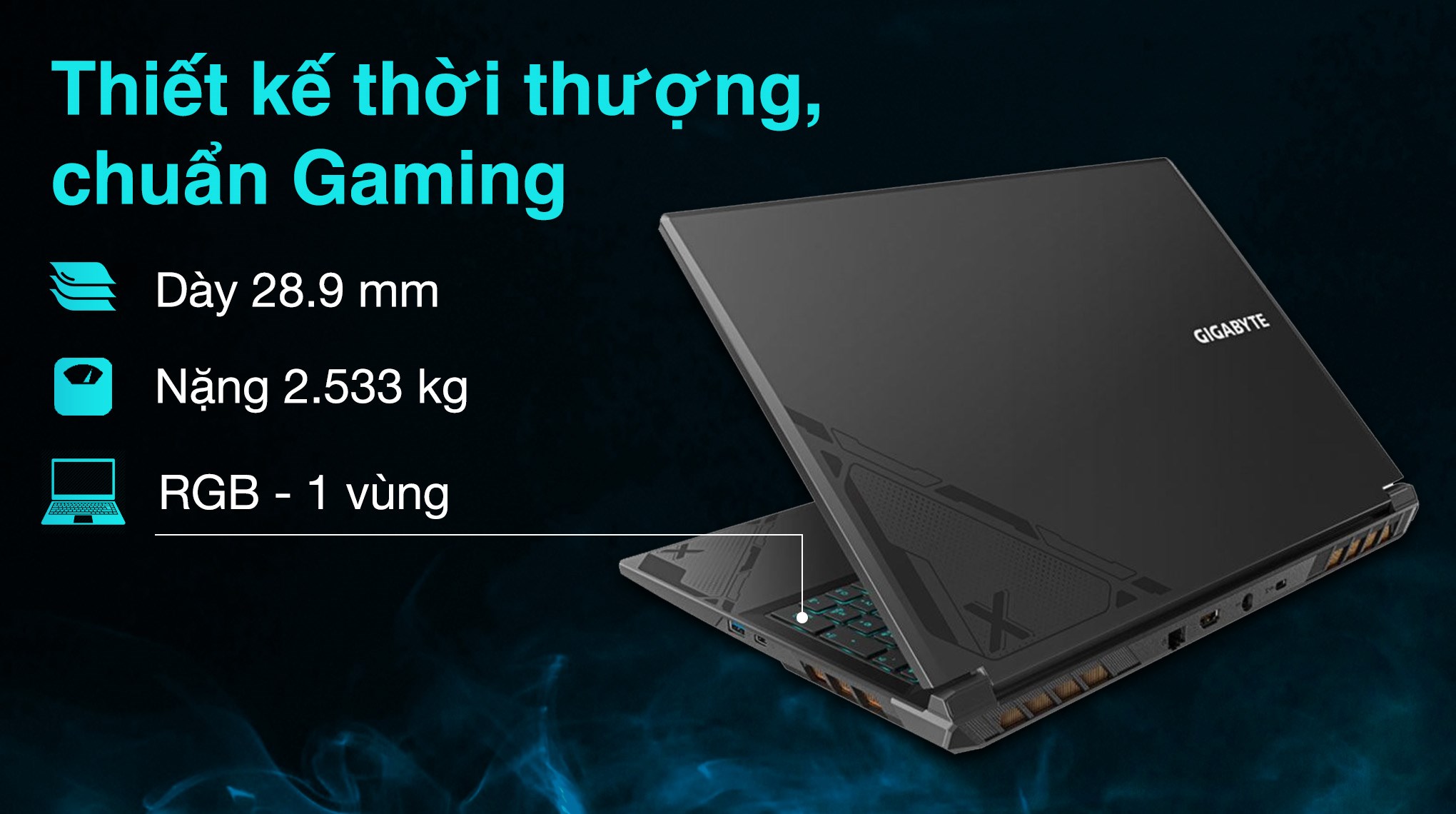 Laptop GIGABYTE Gaming G6X 9KG C6LG - 9RC6L9KGHSJIX1VN000 (i7 13650HX, 16GB, 1TB, RTX 4060 8GB, WUXGA 165Hz, Win11)
