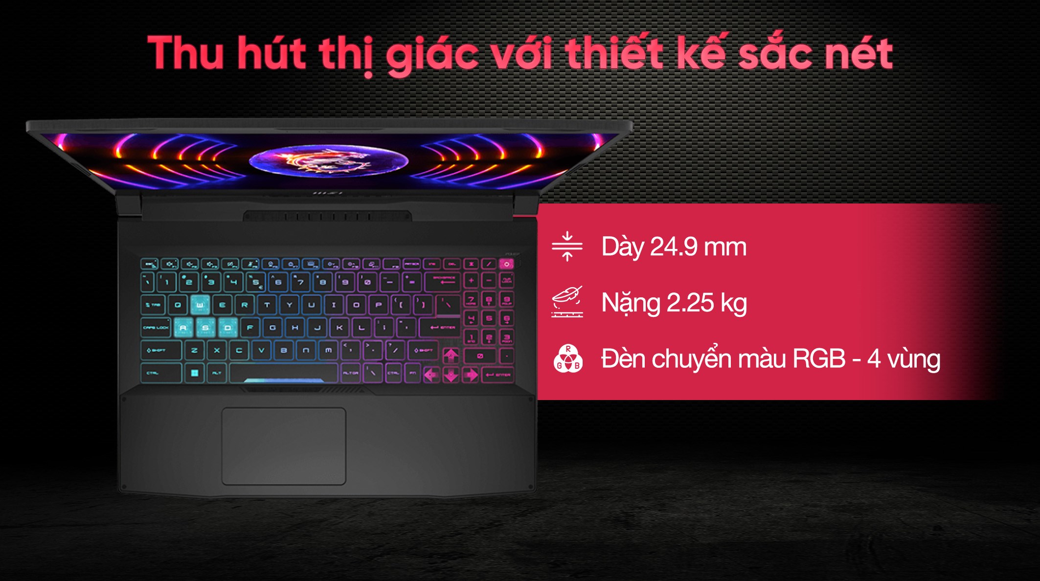 Laptop MSI Gaming Katana 15 B13VEK - 2416VN (i5 13420H, 16GB, 512GB, RTX 4050 6GB, Full HD 144Hz, Win11)