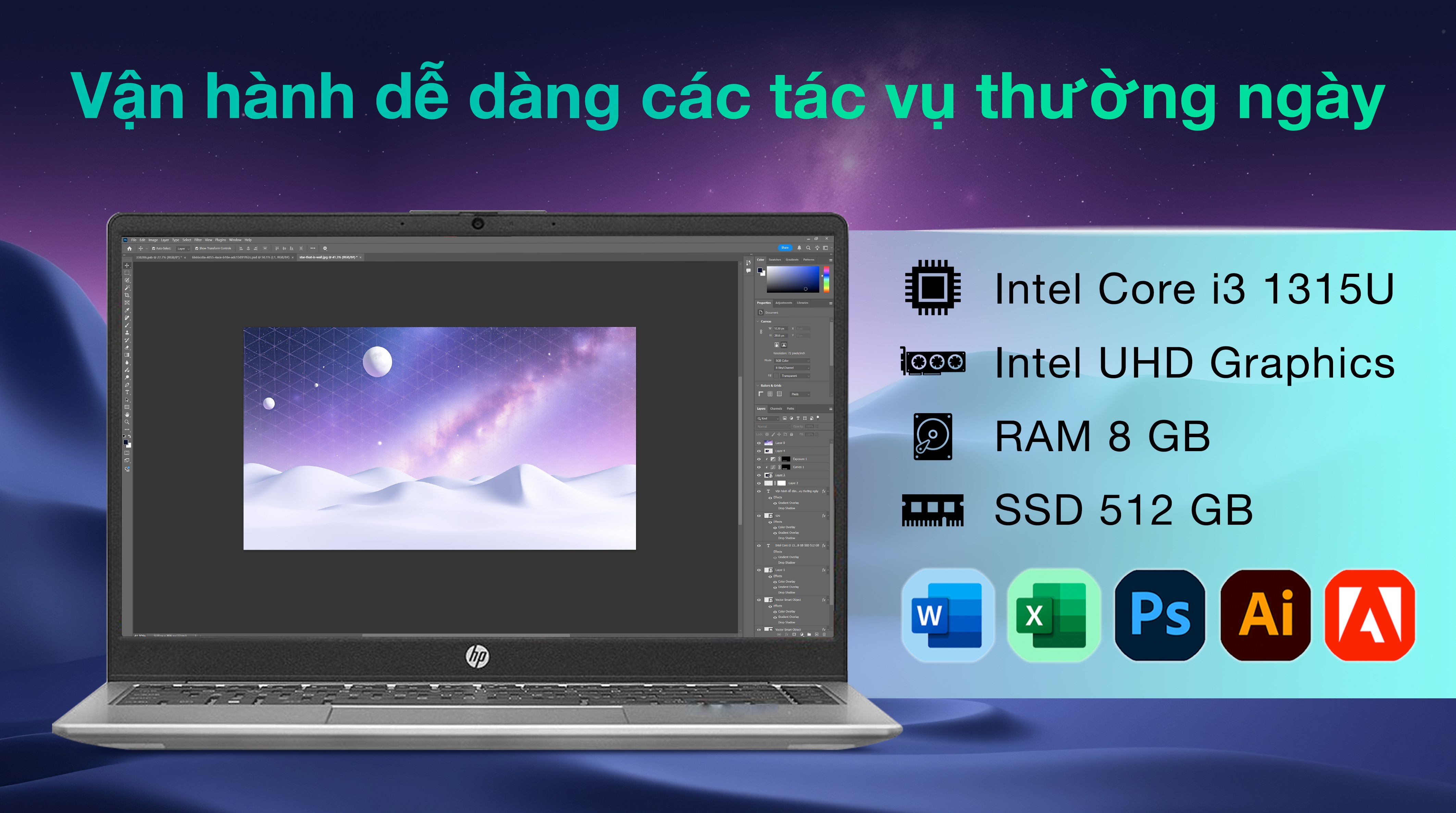 Laptop HP 240 G10 - B73TJAT (i3 1315U, 8GB, 512GB, Full HD, Win11)