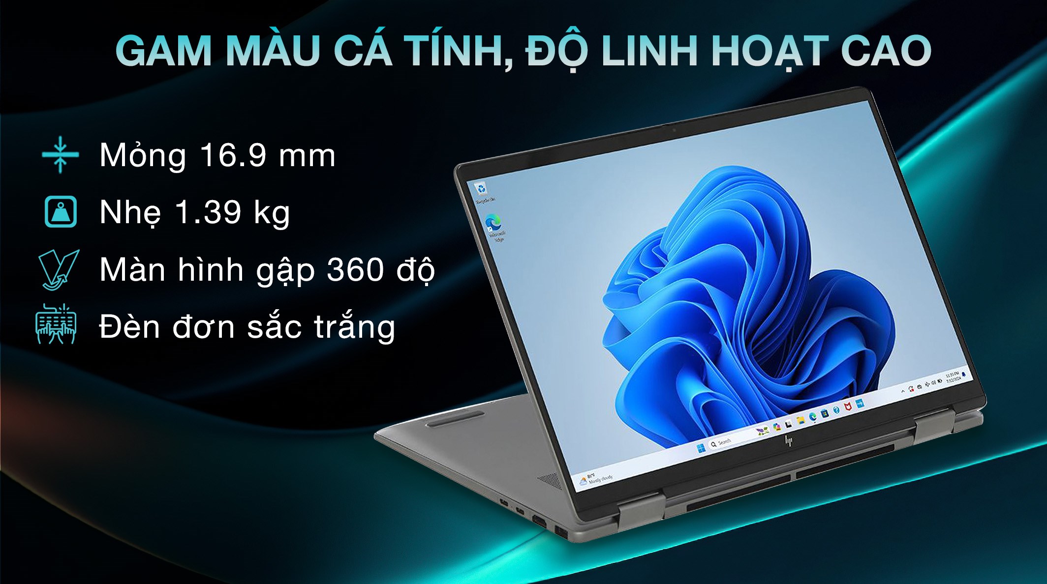 Laptop HP Envy X360 14 fa0047AU - A19BPPA (R7 8840HS, 16GB, 1TB, 2.8K OLED, Cảm ứng, Win11)