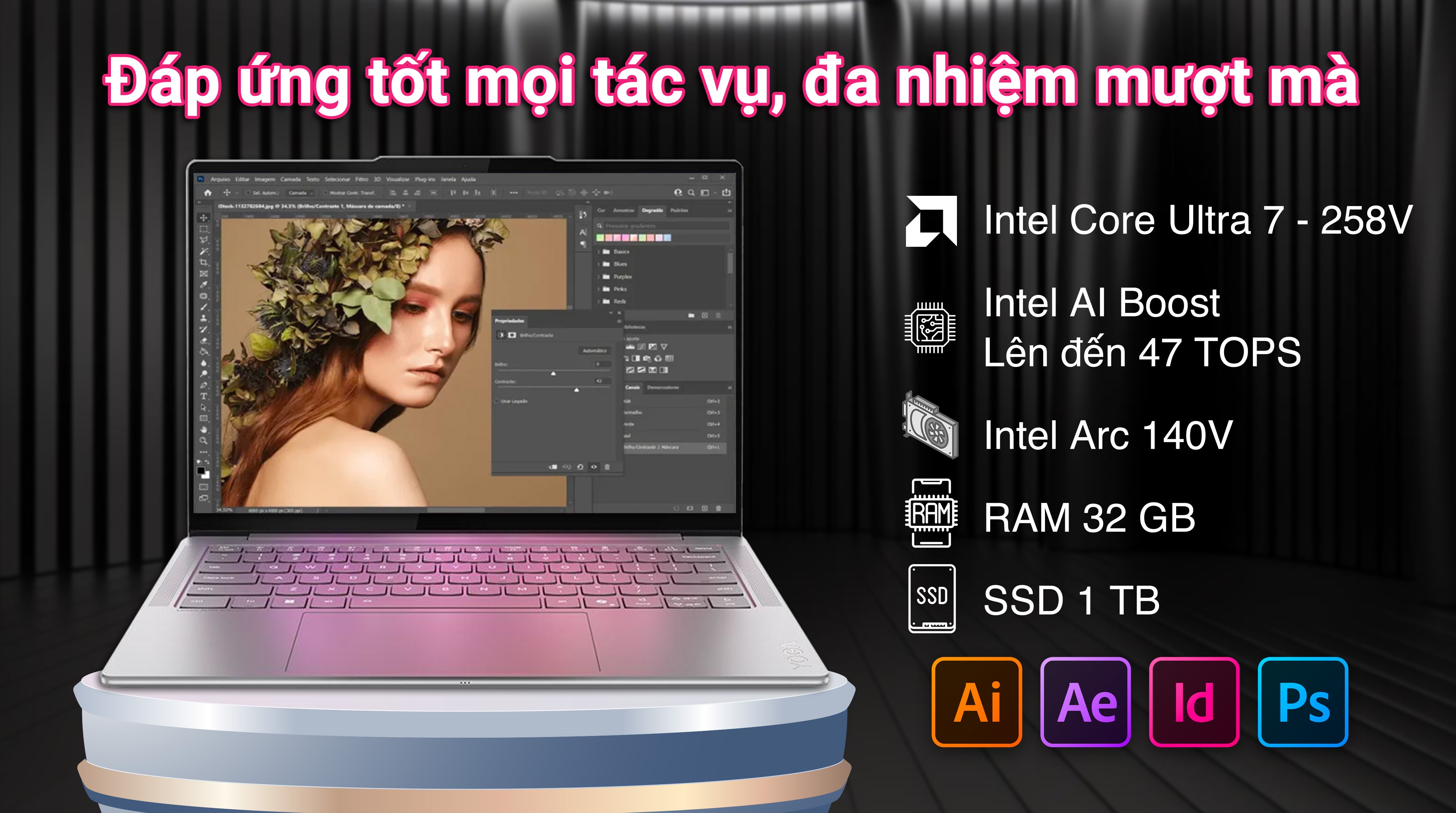 Laptop Lenovo Yoga Slim 7 OLED 14ILL10 - 83JX0037VN (Ultra 7 258V, 32GB, 1TB, 2.8K OLED 120Hz, OfficeH24+365, Win11)