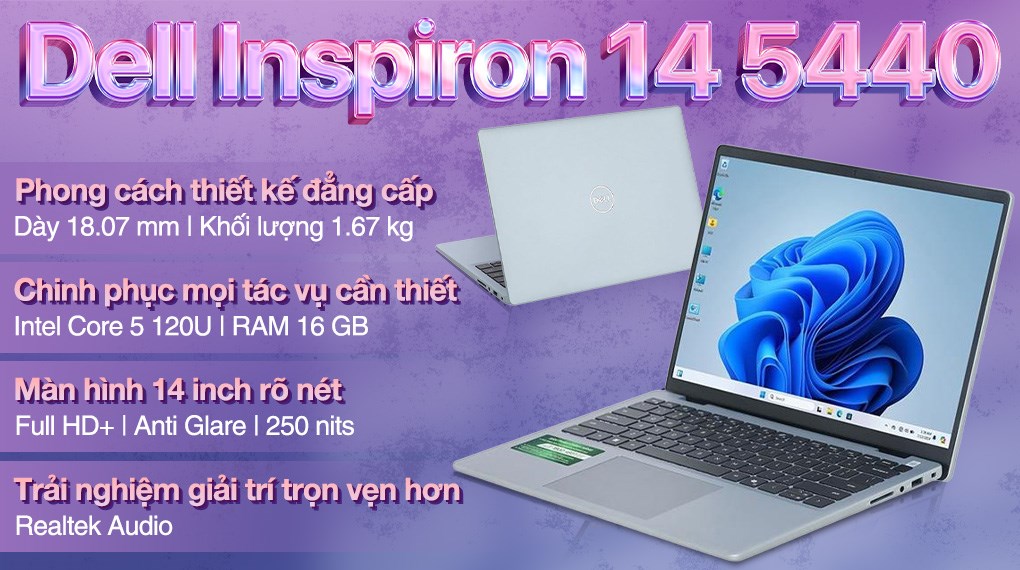 Laptop Dell Inspiron 14 5440 - N4I5211W1 (Core 5 120U, 16GB, 512GB, Full HD+, OfficeHS, Win11)