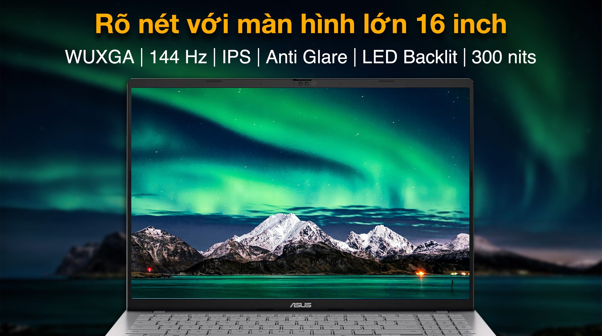 Laptop Asus Vivobook S16 S3607VA - RP055WS (i5 13420H, 16GB, 512GB, WUXGA 144Hz, OfficeH24+365, Win11)