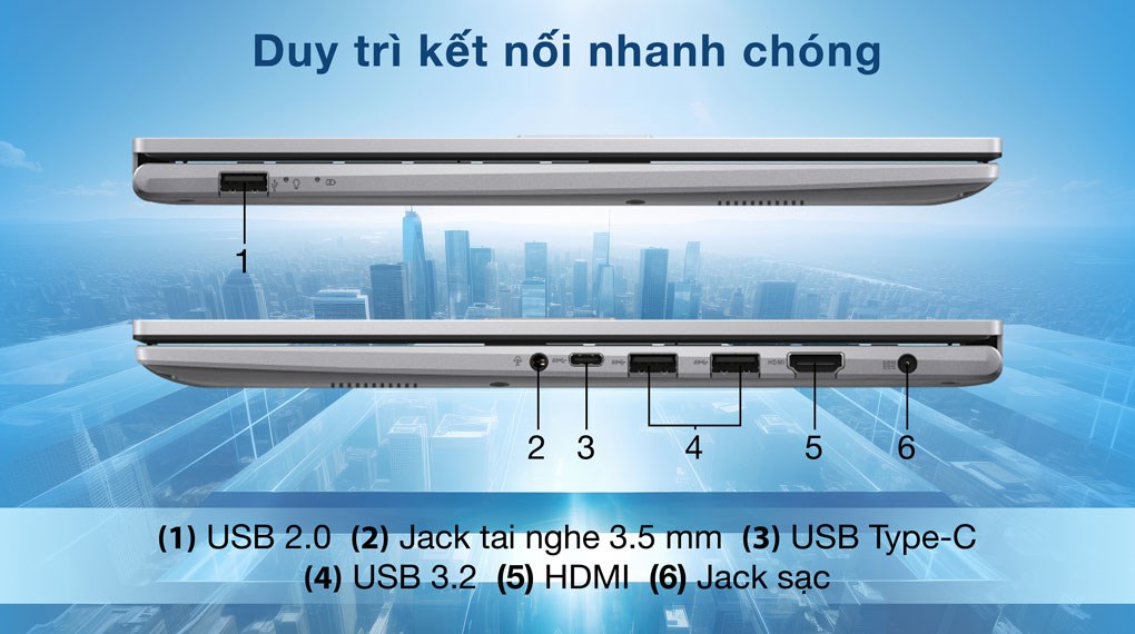 Laptop Asus Vivobook 15 X1504VA - BQ185WS (Core 5 120U, 16GB, 512GB, Full HD, OfficeH24+365, Win11)