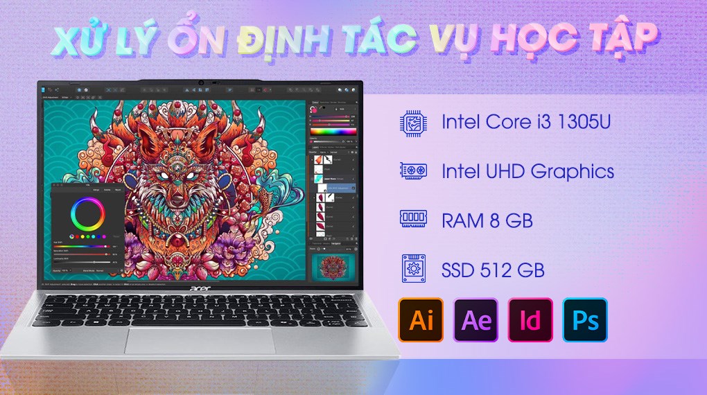 Laptop Acer Aspire Lite 14 AL14 51P 35QD - NX.J84SV.001 (i3 1305U, 8GB, 512GB, Full HD+, Win11)