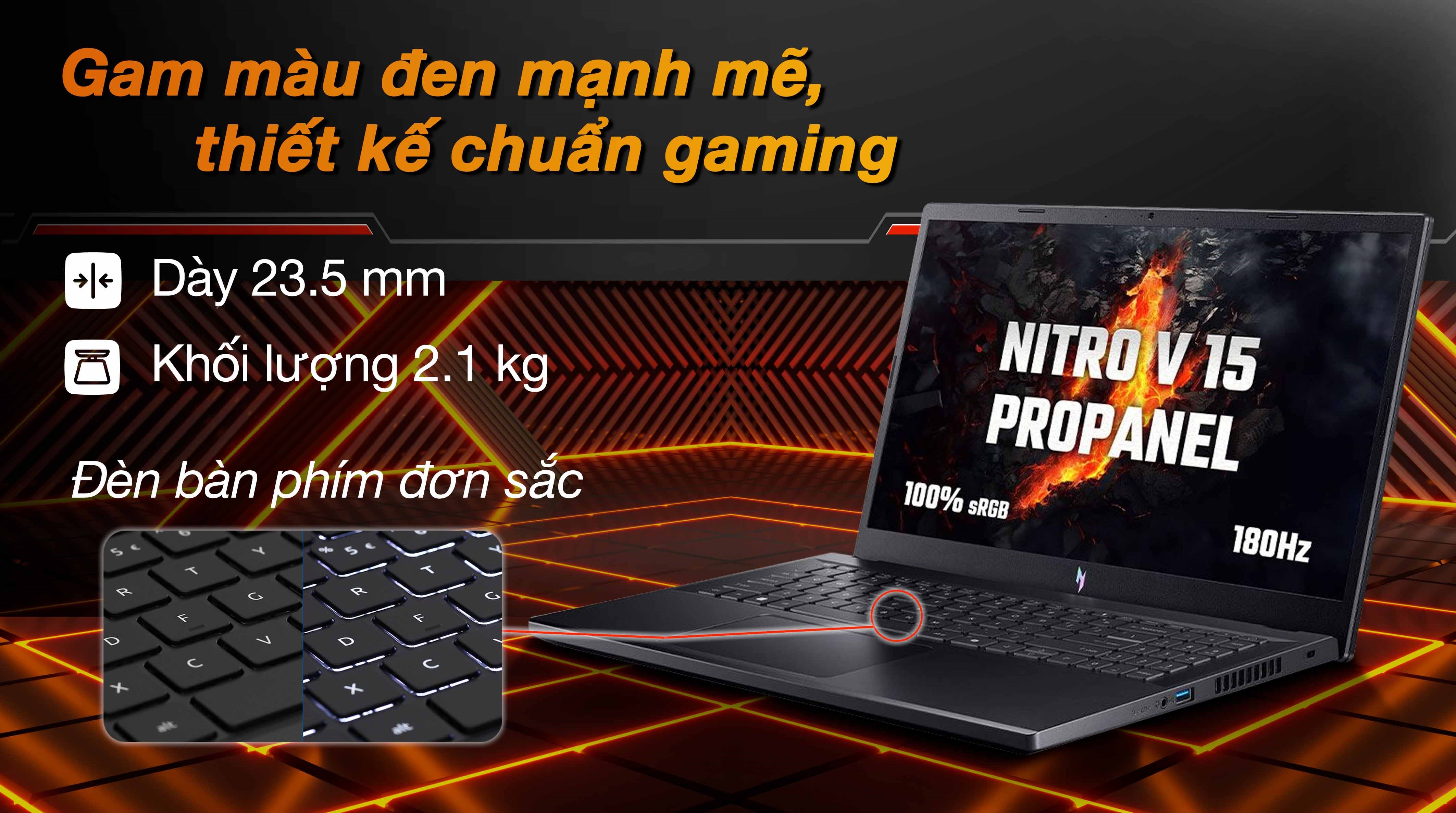 Laptop Acer Gaming Nitro V 15 ProPanel ANV15 41 R7AP - NH.QPGSV.002 (R5 7535HS, 16GB, 512GB, RTX 2050 4GB, Full HD 180Hz, Win11)