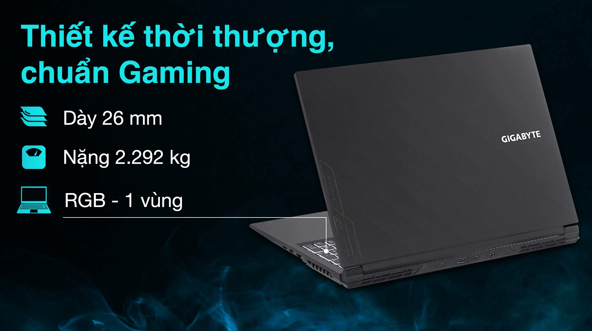 Laptop GIGABYTE Gaming G6 KF RC56 - 9RC56KF0HJIIXIVN000 (i7 13620H, 16GB, 512GB, RTX 4060 8GB, WUXGA 165Hz, Win11)
