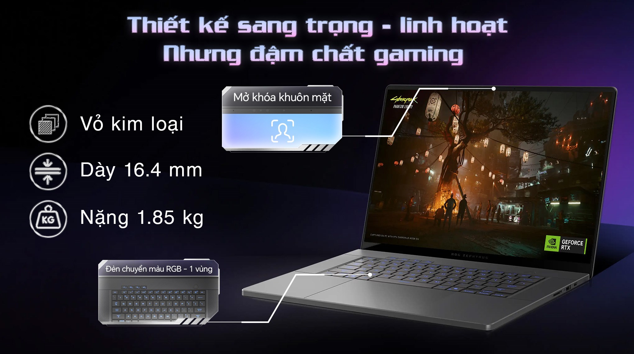 Laptop Asus Gaming ROG Zephyrus G16 GU605CM - QR078W (Ultra 9 285H, 32GB, 1TB, RTX 5060 8GB, WQXGA OLED 240Hz, Win11)