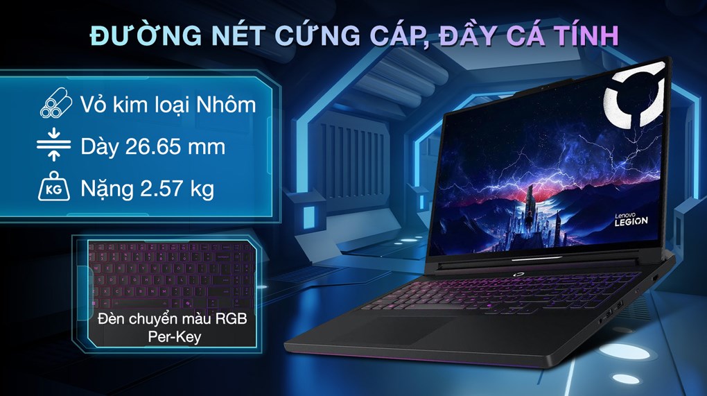 Laptop Lenovo Gaming Legion Pro 7 16IAX10H - 83F5008VVN (Ultra 9 275HX, 32GB, 1TB, RTX 5070Ti 12GB, WQXGA OLED 240Hz, OfficeH24, Win11)