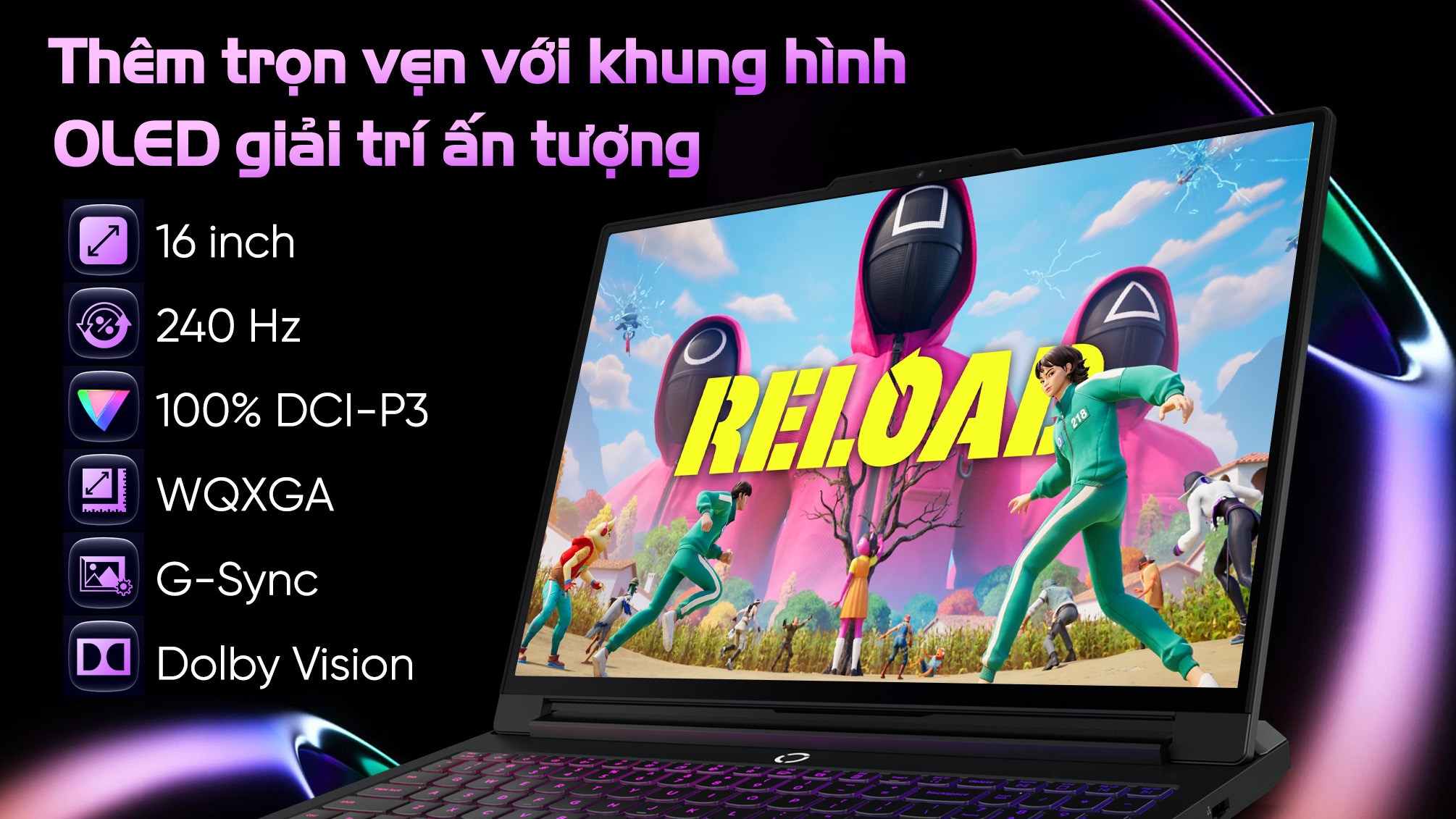 Laptop Lenovo Gaming Legion Pro 7 16IAX10H - 83F5008WVN (Ultra 9 275HX, 32GB, 1TB, RTX 5080 16GB, WQXGA OLED 240Hz, OfficeH24, Win11)