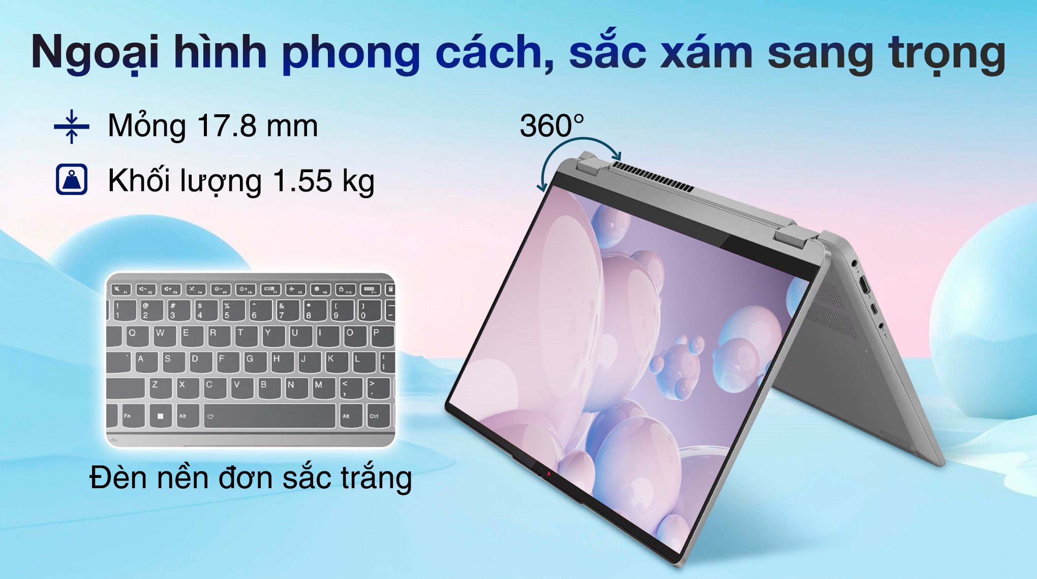 Laptop Lenovo IdeaPad Flex 5 14ABR8 - 82XX00FVVN (R5 5625U, 16GB, 512GB, WUXGA, Cảm ứng, Win11)