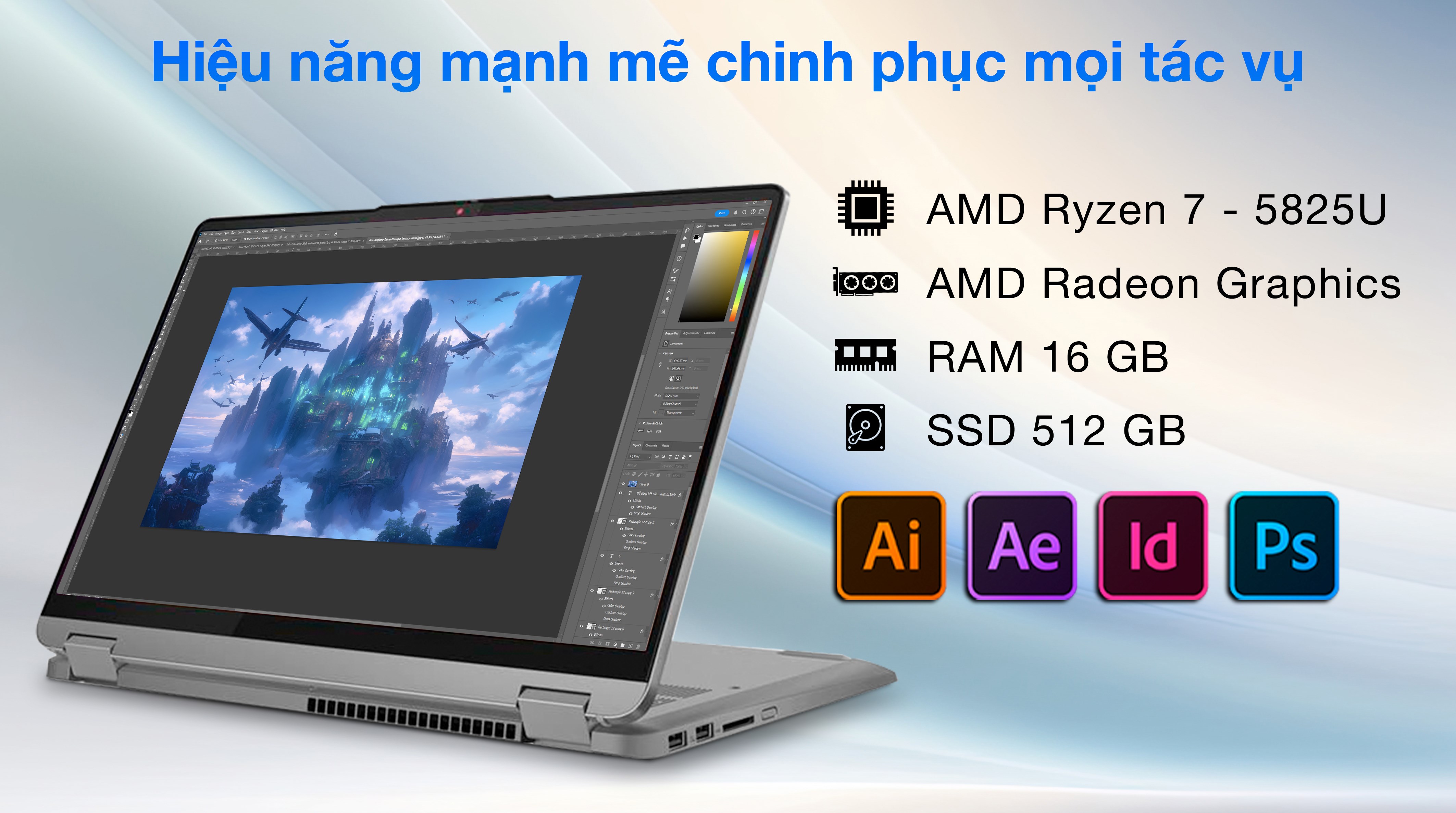 Laptop Lenovo IdeaPad Flex 5 14ABR8 - 82XX00FWVN (R7 5825U, 16GB, 512GB, WUXGA, Cảm ứng, Win11)