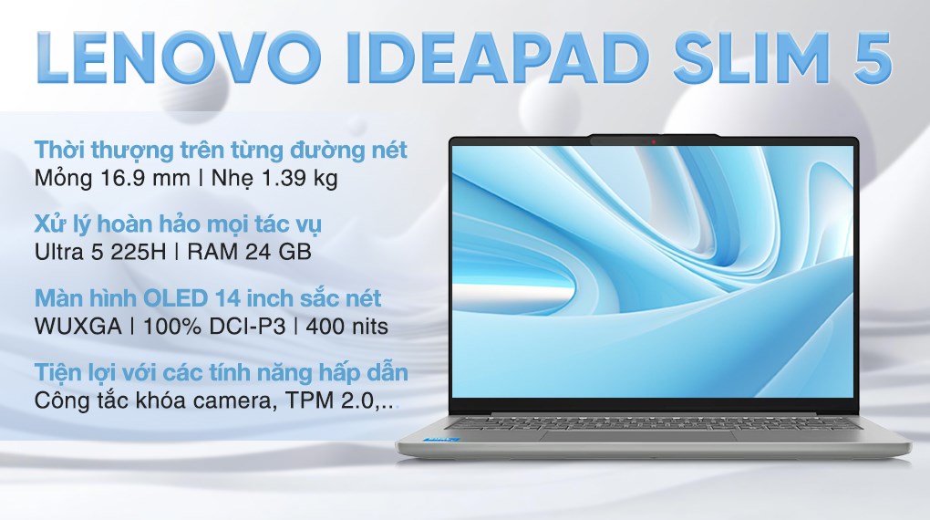 Laptop Lenovo IdeaPad Slim 5 OLED 14IAH10 - 83NC0016VN (Ultra 5 225H, 24GB, 1TB, WUXGA OLED, Win11)