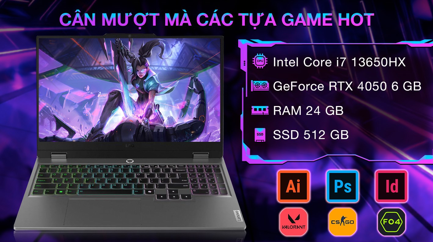 Laptop Lenovo Gaming LOQ 15IRX9 - 83DV017HVN (i7 13650HX, 24GB, 512GB, RTX 4050 6GB, Full HD 144Hz, Win11) - 3