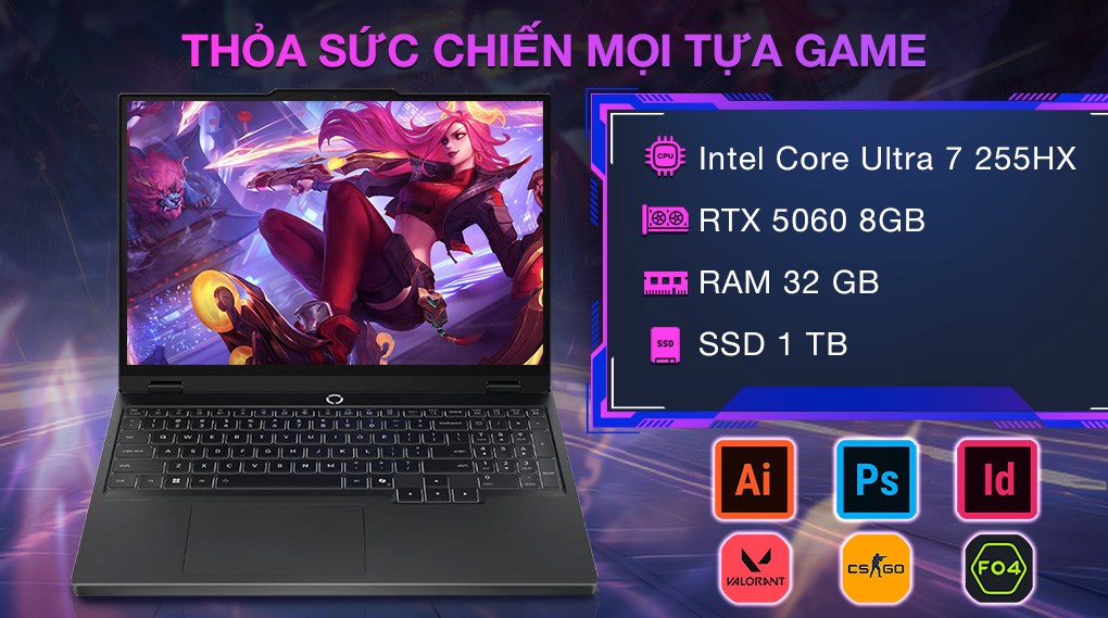 Laptop Lenovo Gaming Legion 5 15IAX10 - 83F0003CVN (Ultra 7 255HX, 32GB, 1TB, RTX 5060 8GB, WQXGA OLED 165Hz, OfficeH24, Win11)