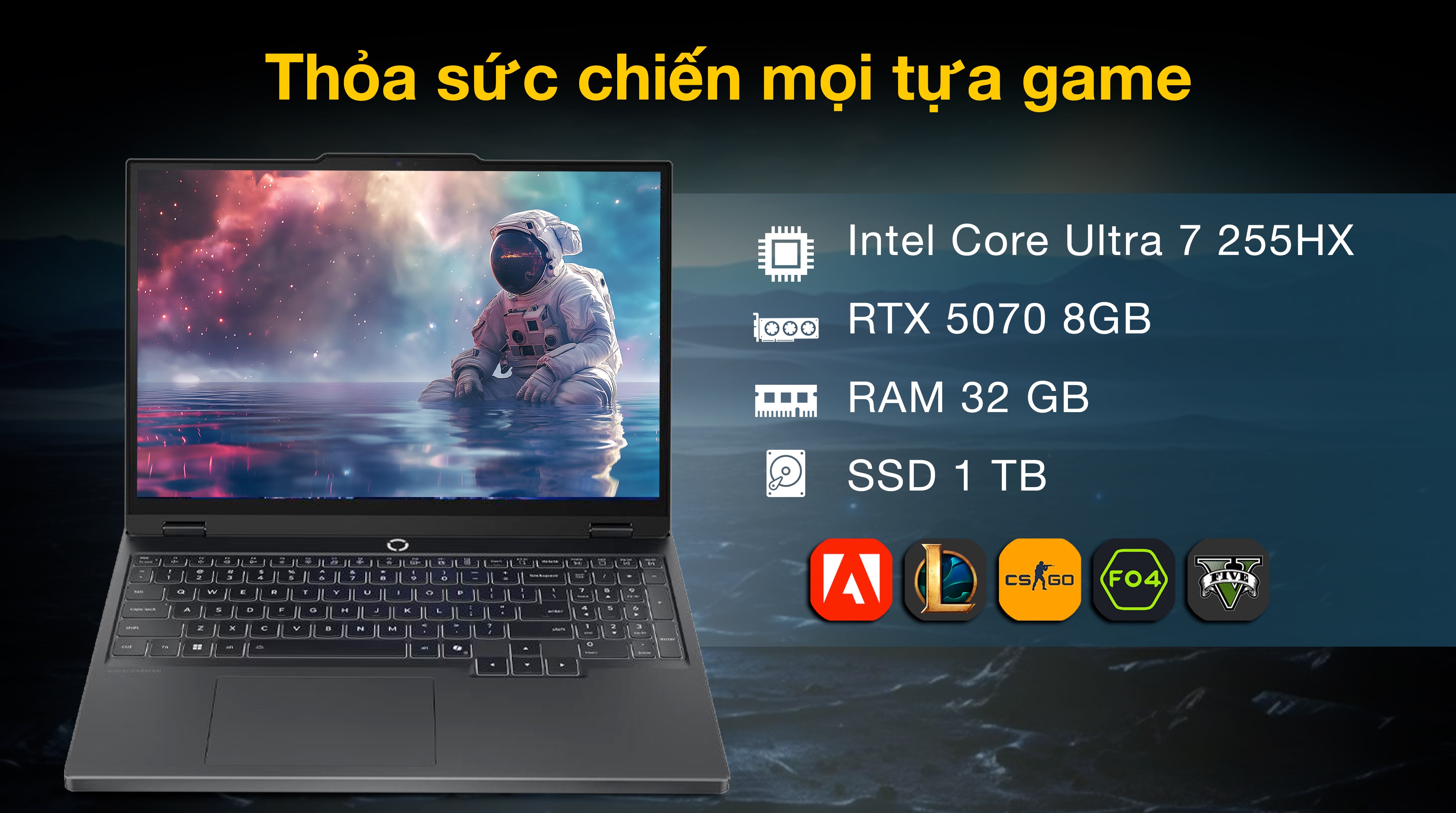 Laptop Lenovo Gaming Legion 5 15IAX10 - 83F0003BVN (Ultra 7 255HX, 32GB, 1TB, RTX 5070 8GB, WQXGA OLED 165Hz, OfficeH24, Win11)