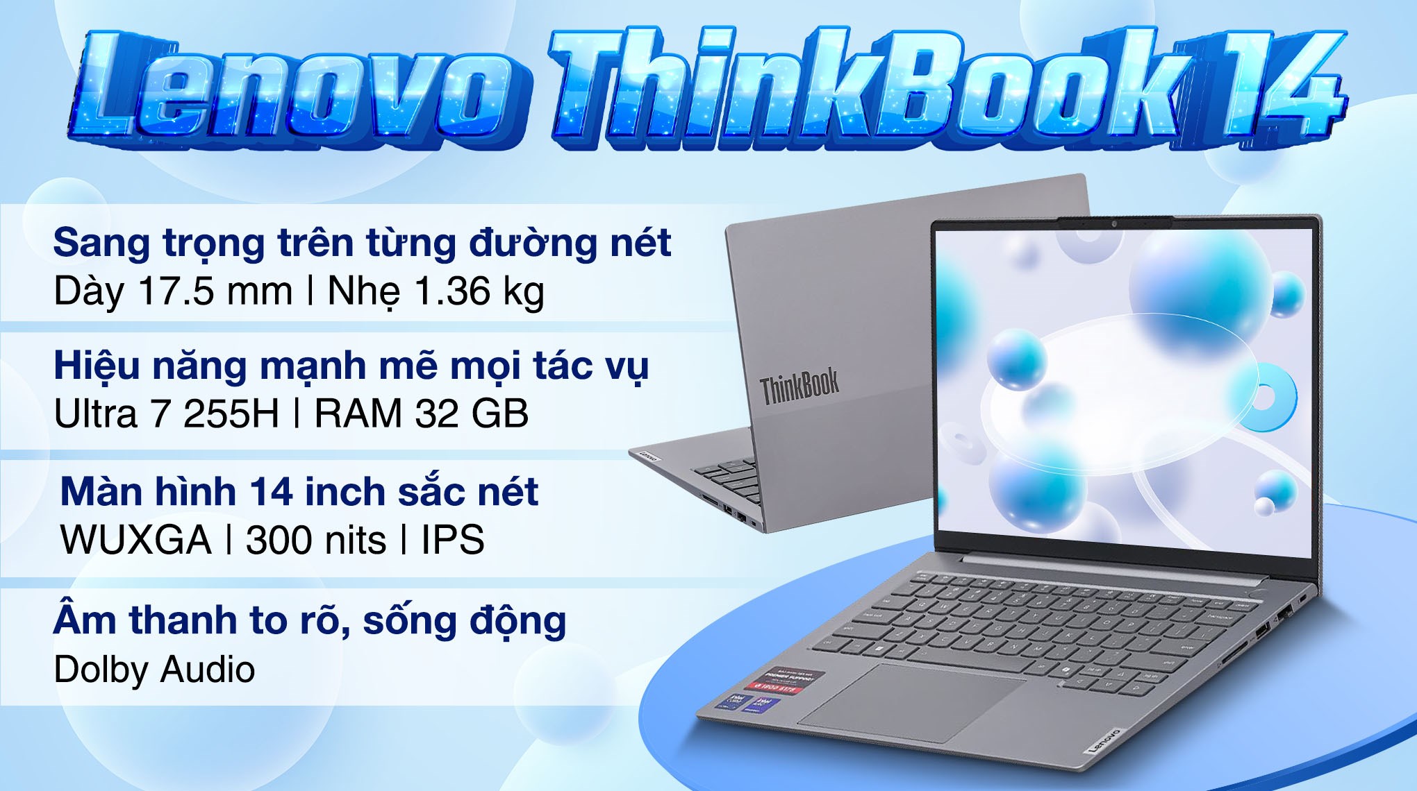 Laptop Lenovo ThinkBook 14 - 21SJ006YVN (Ultra 7 255H, 32GB, 1TB, WUXGA, Win11)