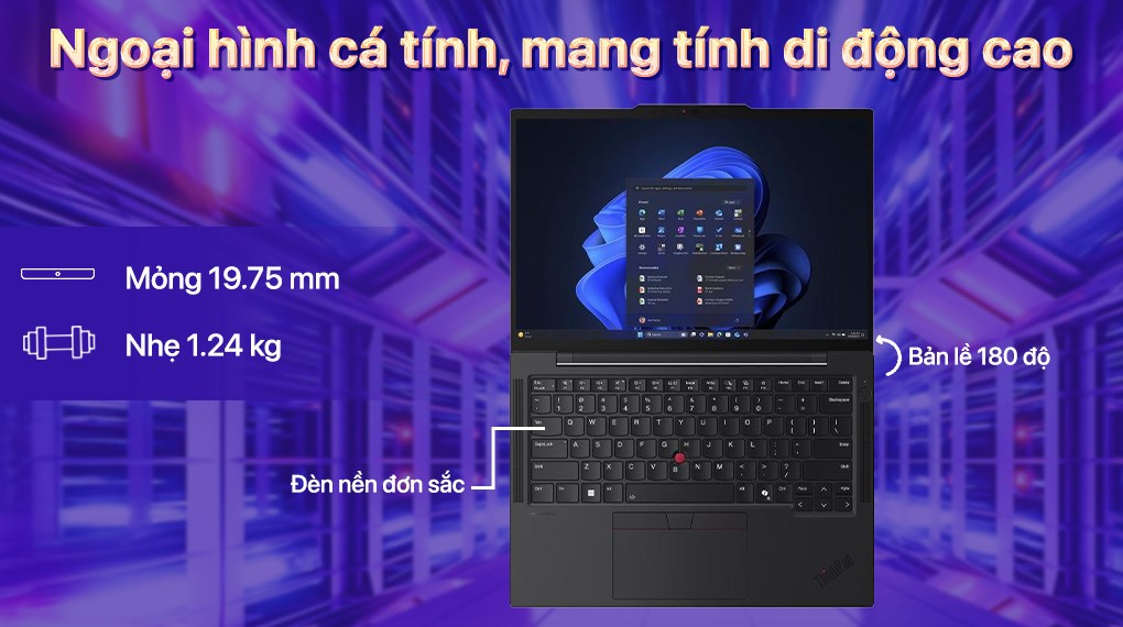 Laptop Lenovo ThinkPad T14s - 21R1000AVN (Ultra 7 255H, 32GB, 512GB, WUXGA, Win11 Pro)