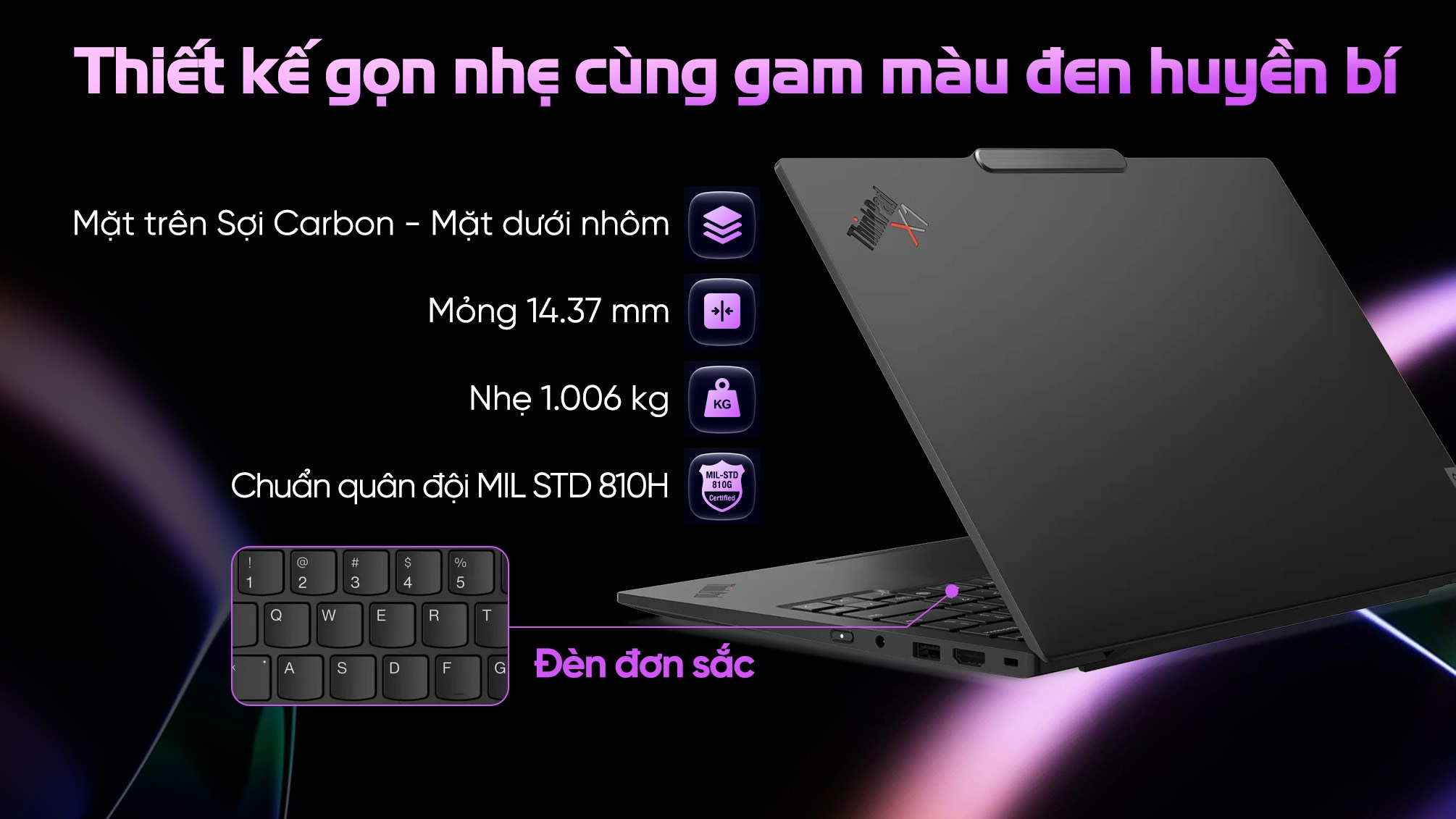 Laptop Lenovo ThinkPad X1 Carbon - 21NX003BVN (Ultra 7 255H, 32GB, 1TB, 2.8K OLED 120Hz, Cảm ứng, Win11 Pro)