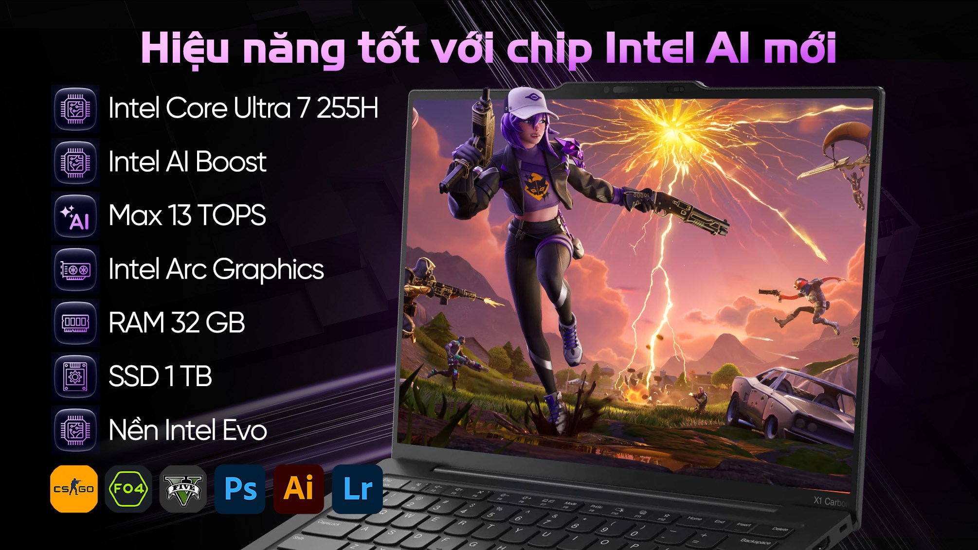 Laptop Lenovo ThinkPad X1 Carbon - 21NX003BVN (Ultra 7 255H, 32GB, 1TB, 2.8K OLED 120Hz, Cảm ứng, Win11 Pro)