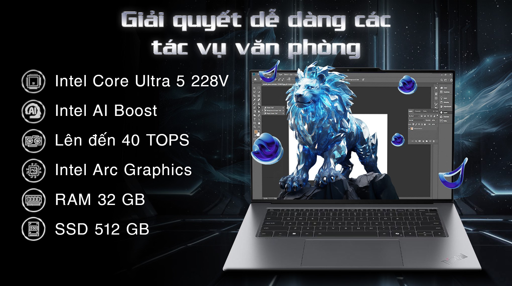 Laptop Lenovo ThinkPad X9 15 OLED - 21Q60050VN (Ultra 5 228V, 32GB, 512GB, 2.8K OLED 120Hz, Win11 Pro)