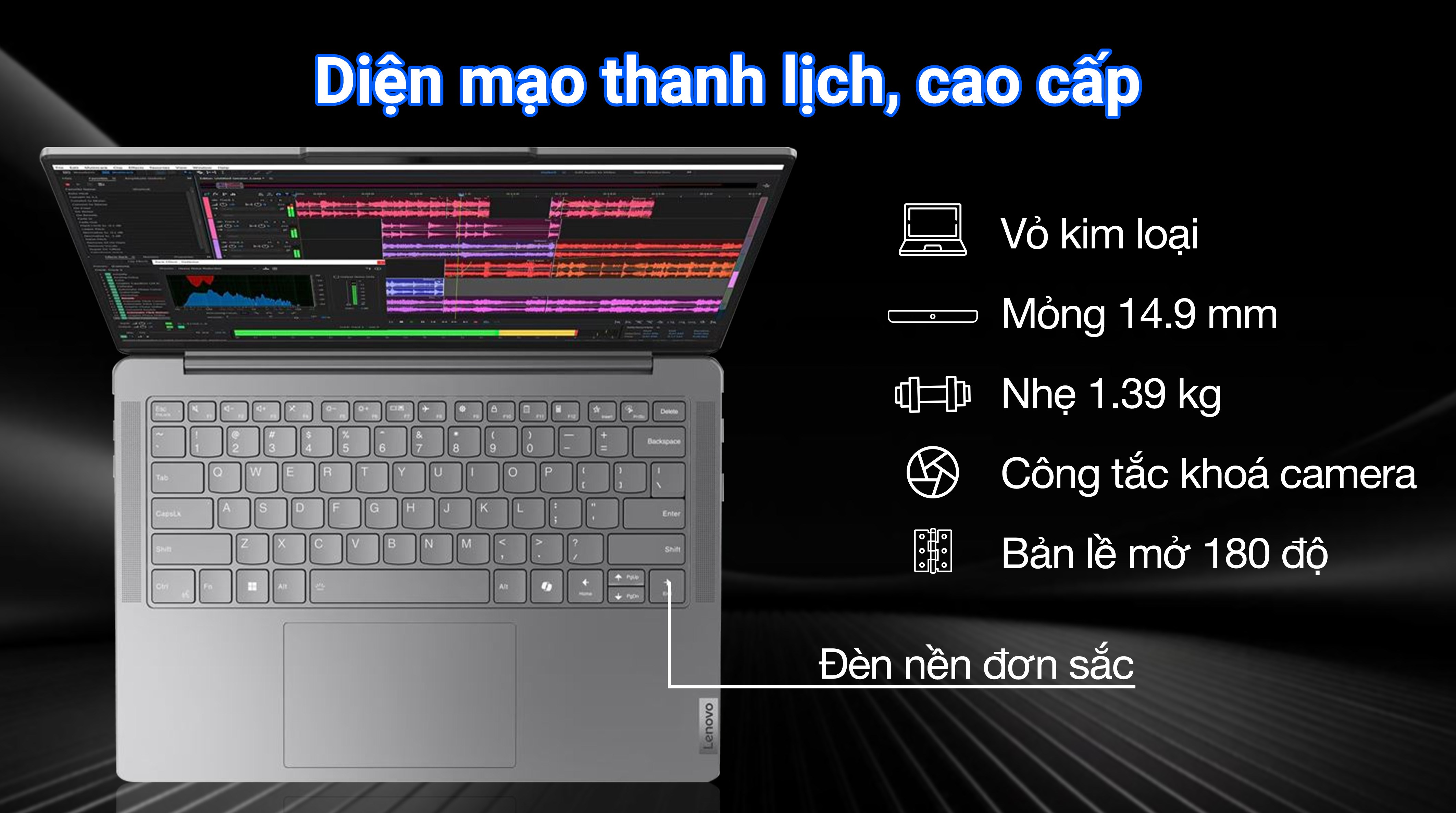 Laptop Lenovo Yoga Slim 7 OLED 14IMH9 - 83CV00AJVN (Ultra 7 155H, 32GB, 1TB, WUXGA OLED, OfficeHS+365, Win11)