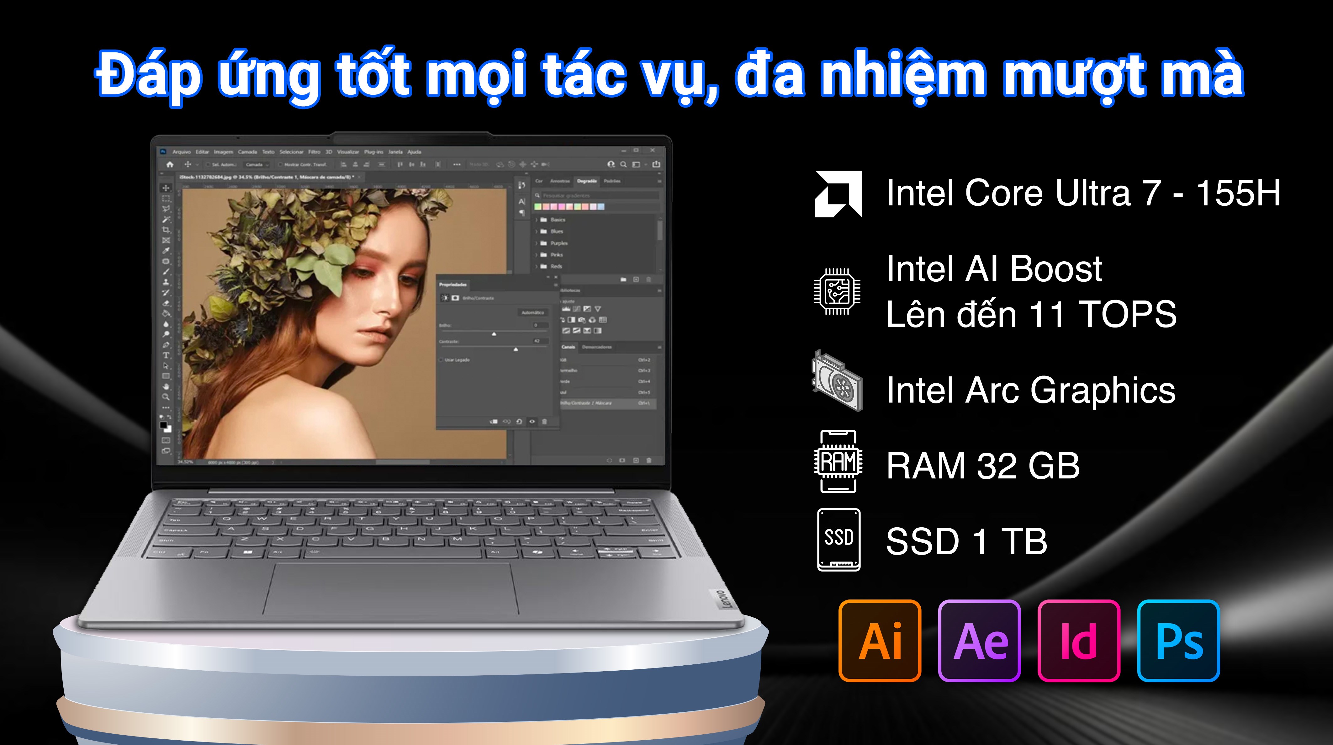 Laptop Lenovo Yoga Slim 7 OLED 14IMH9 - 83CV00AJVN (Ultra 7 155H, 32GB, 1TB, WUXGA OLED, OfficeHS+365, Win11)