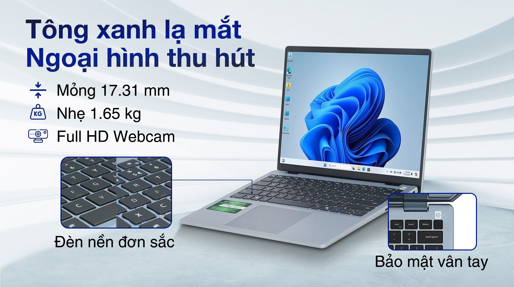 Laptop Dell Inspiron 14 5440 - N5440-C5U165W11IBD2 (Core 5 120U, 16GB, 512GB, MX570A 2GB, 2.2K, OfficeHS, Win11)