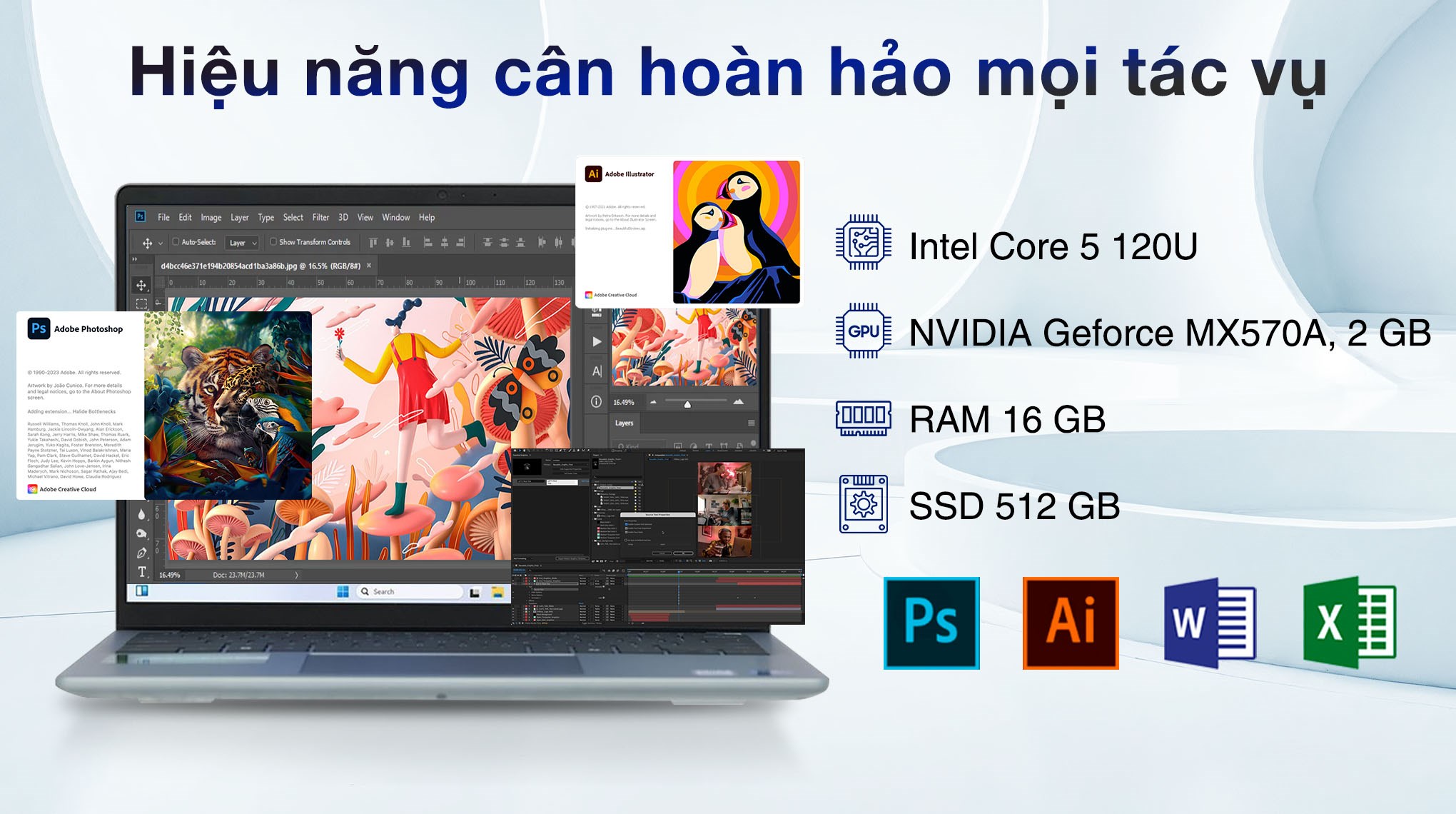 Laptop Dell Inspiron 14 5440 - N5440-C5U165W11IBD2 (Core 5 120U, 16GB, 512GB, MX570A 2GB, 2.2K, OfficeHS, Win11)