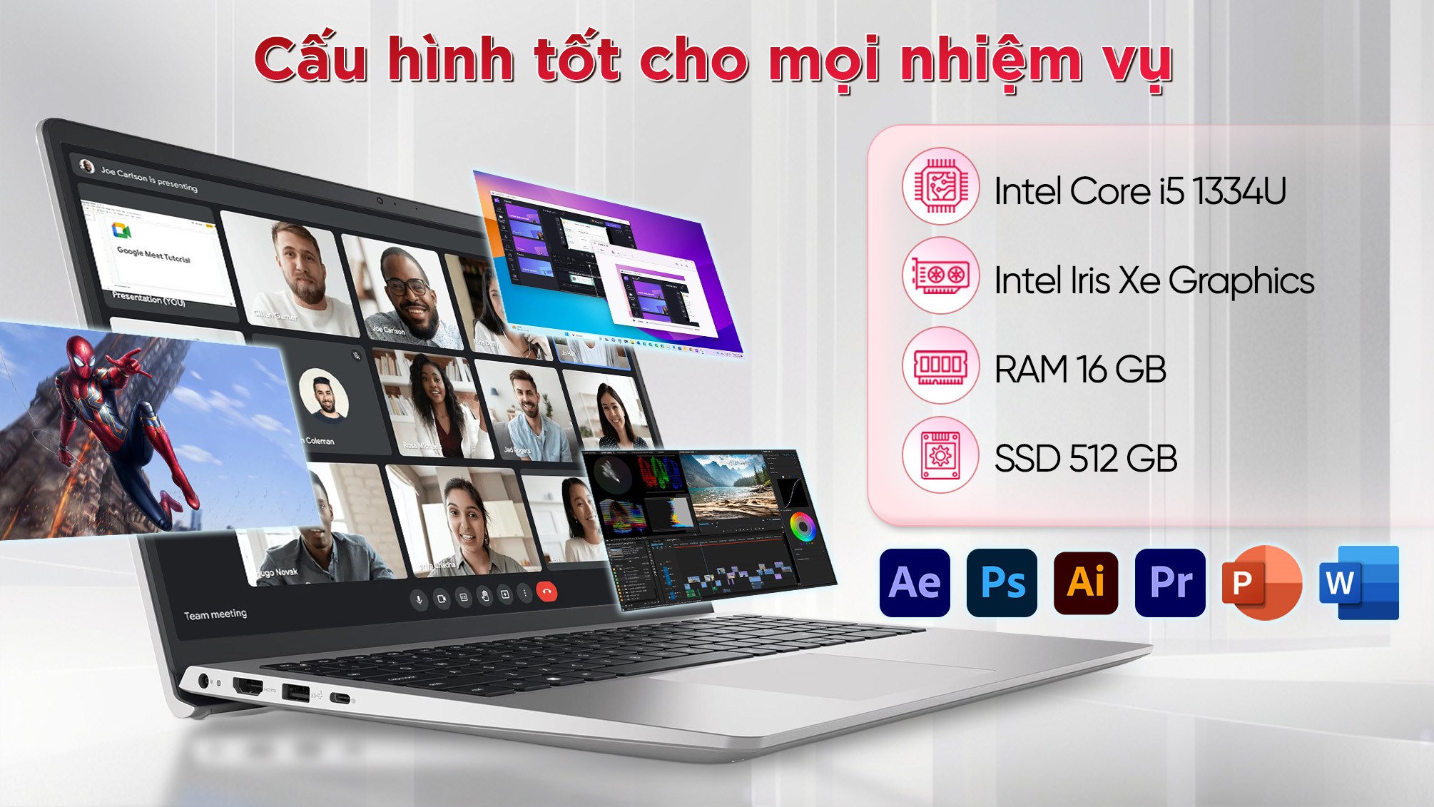Laptop Dell Inspiron 15 3530 - P16WD22 (i5 1334U, 16GB, 512GB, Full HD 120Hz, OfficeH24+365, Win11)