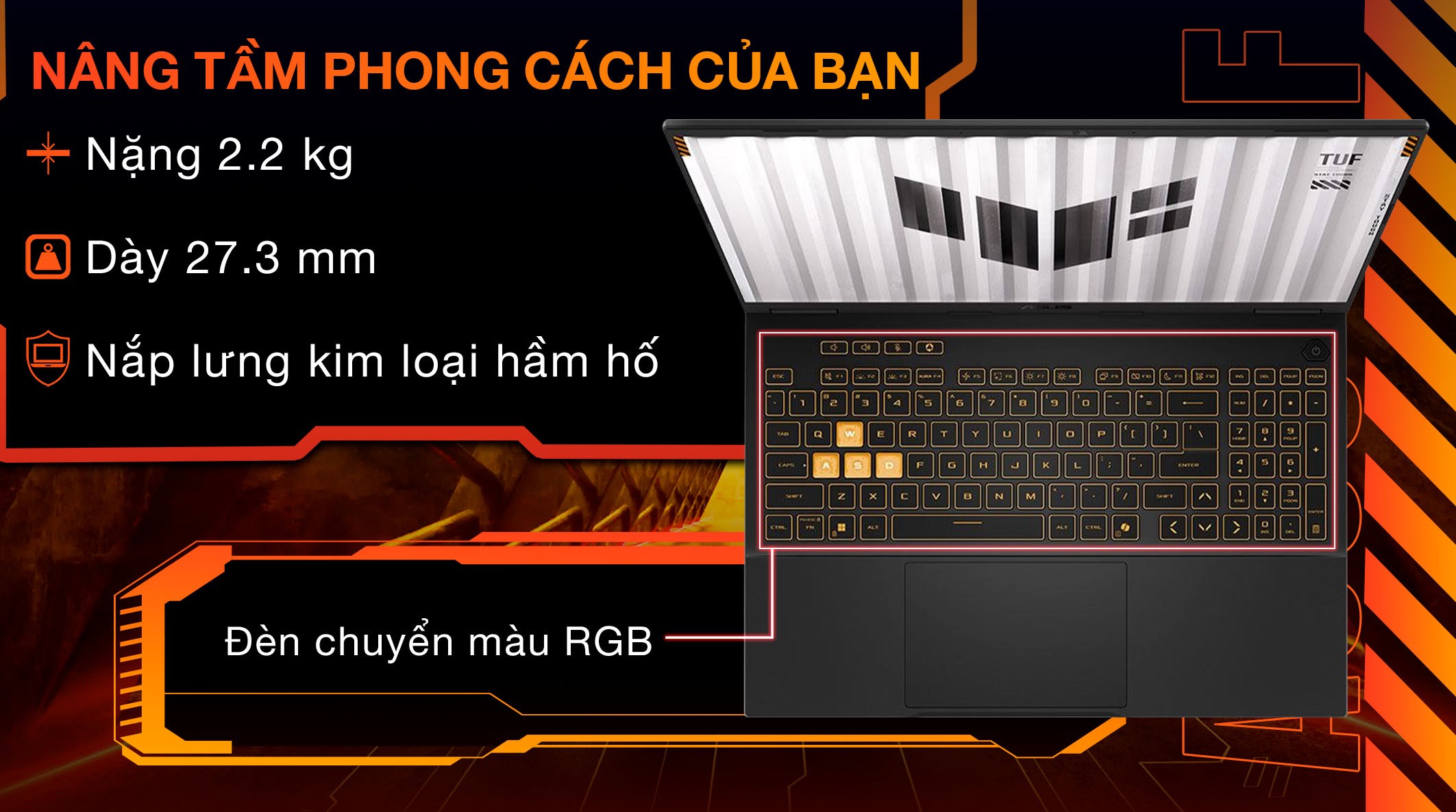 Laptop Asus TUF Gaming F16 FX608JHR - RV037W (i7 14650HX, 16GB, 1TB, RTX 5050 8GB, WUXGA 165Hz, Win11)