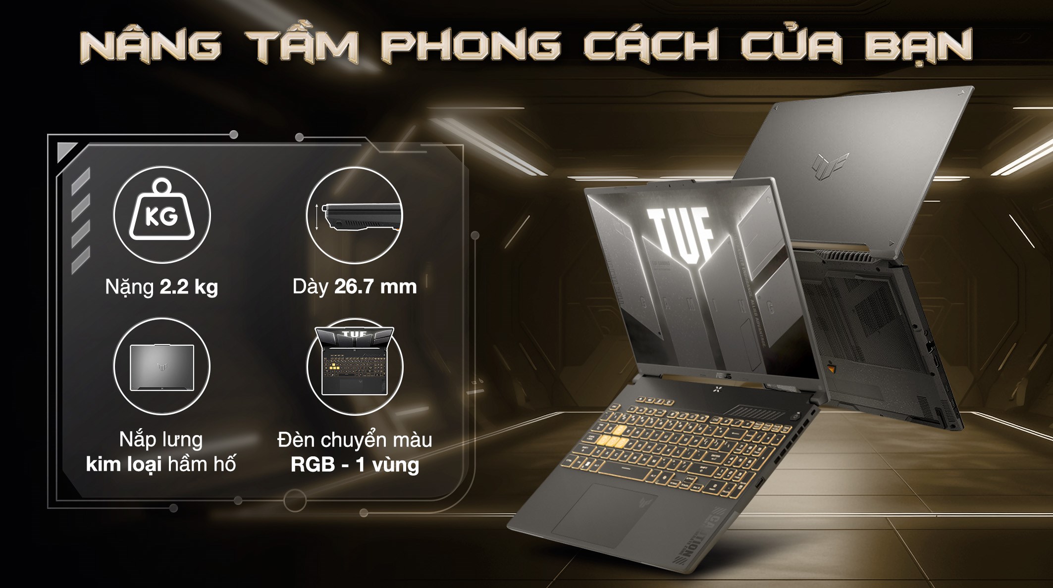 Asus TUF Gaming F16 FX607VJ Core 5 210H (RL034W) - Thiết kế Asus TUF Gaming F16 FX607VJ Core 5 210H (RL034W) - Thiết kế