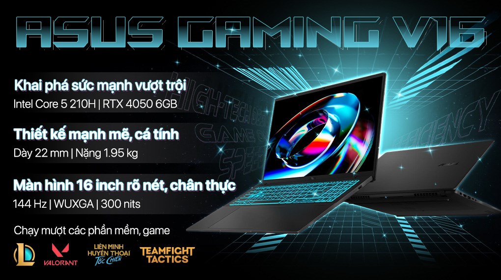 Laptop Asus Gaming V16 V3607VU - RP192W (Core 5 210H, 16GB, 512GB, RTX 4050 6GB, WUXGA 144Hz, Win11)