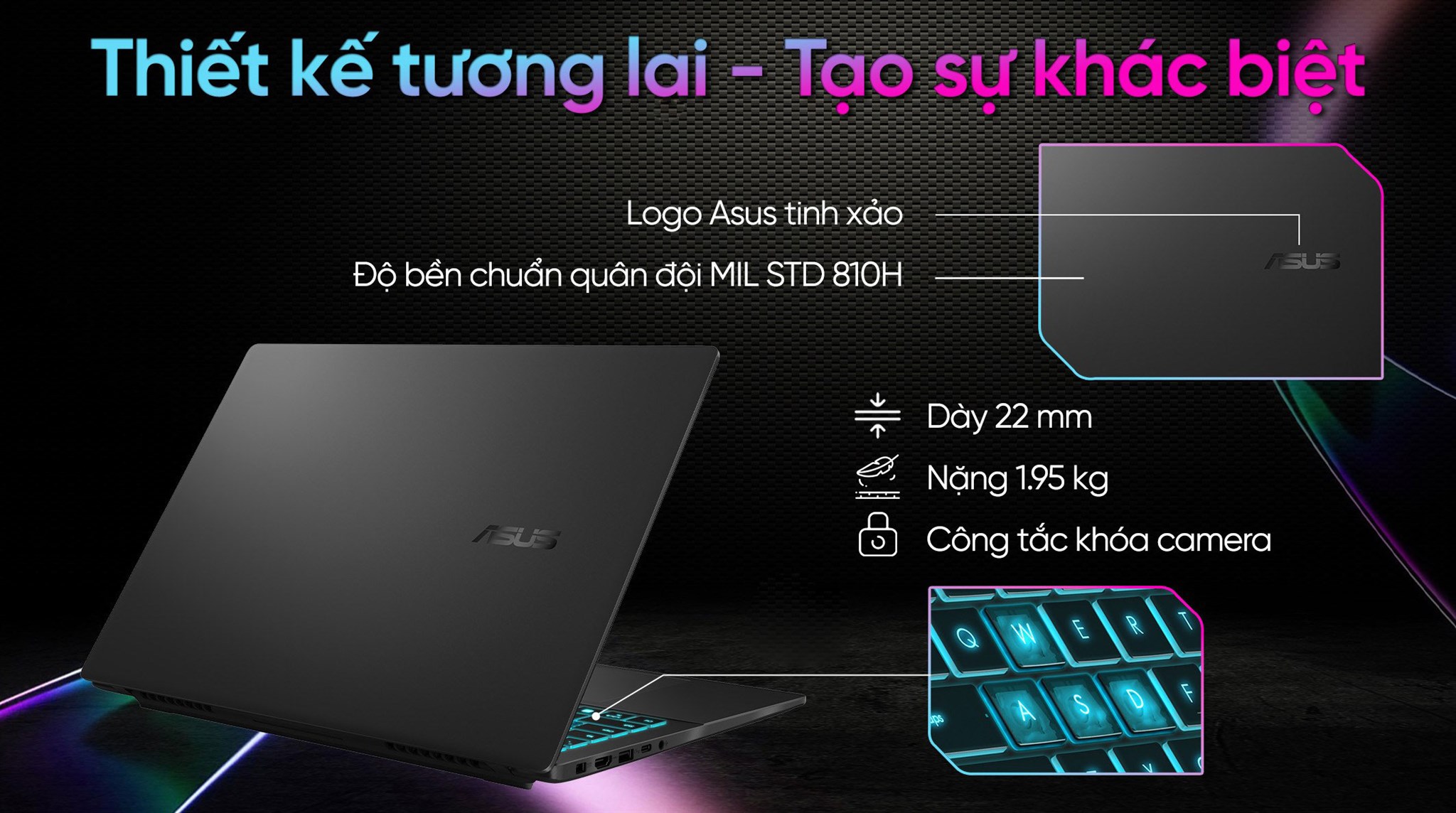 Laptop Asus Gaming V16 V3607VM - RP044W (Core 7 240H, 16GB, 1TB, RTX 5060 8GB, WUXGA 144Hz, Win11)