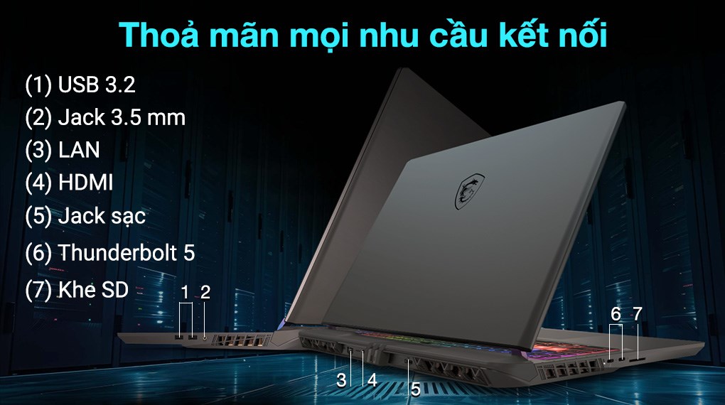 Laptop MSI Gaming Vector 16 HX AI A2XWHG - 010VN_32GB (Ultra 7 255HX, 32GB, 512GB, RTX 5070Ti 12GB, QHD+ 240Hz, Win11)